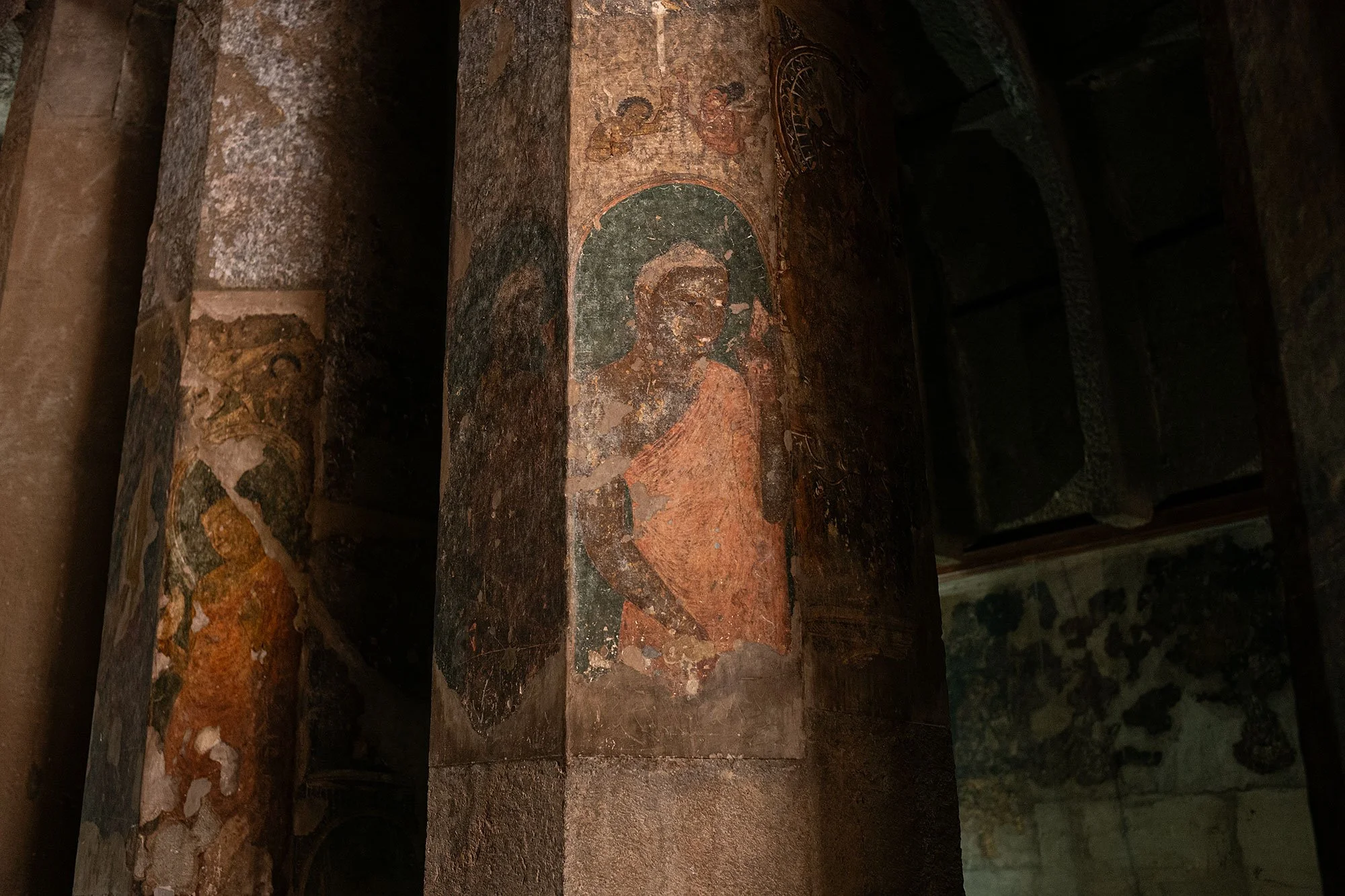 Buddhist paintings. The Ajanta Caves, India.