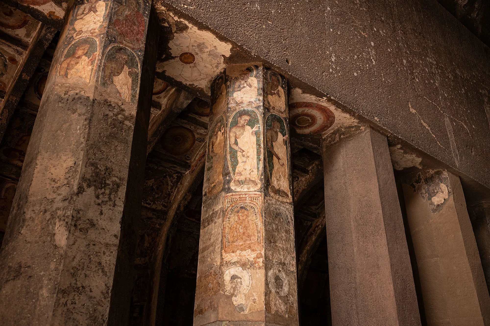 Buddhist paintings. The Ajanta Caves, India.