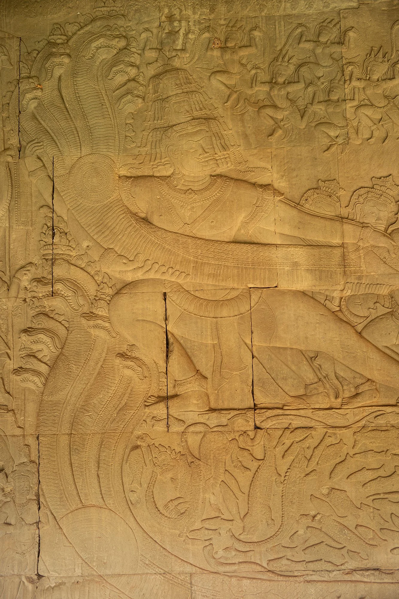 Churning of the Ocean of Milk bas-relief gallery at Angkor Wat, Cambodia