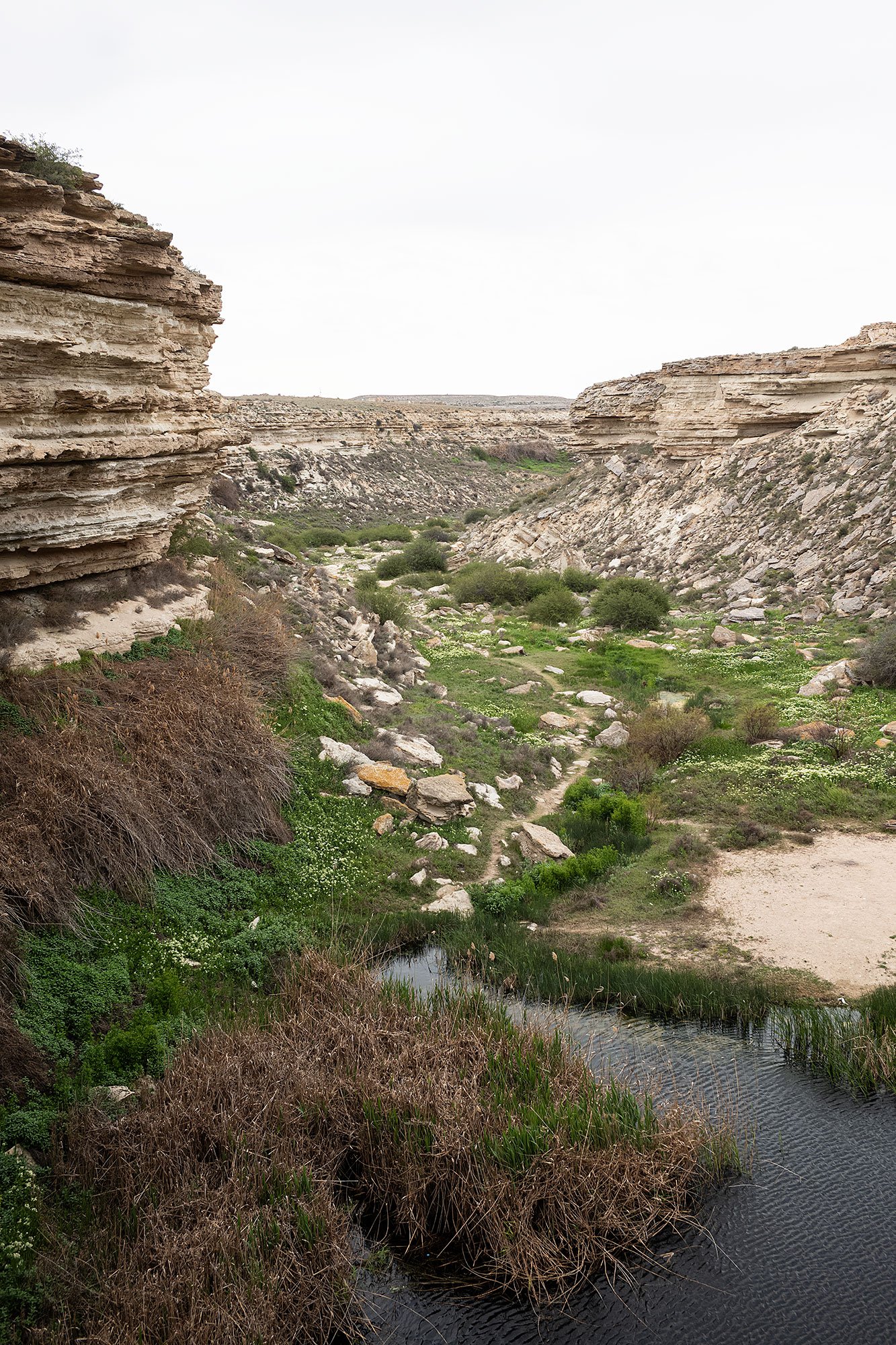 Saura Canyon and lake. Mangystau, Kazakhstan.