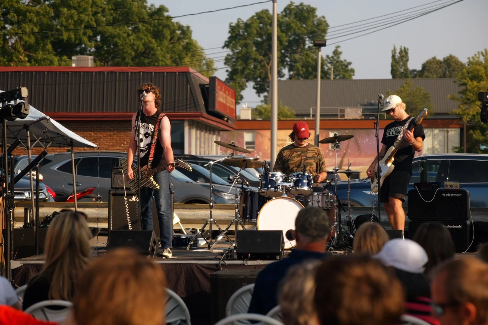 Full Throttle performing to the crowd at National Ice Cream Day 2026, Merla-Mae in London, Ontario