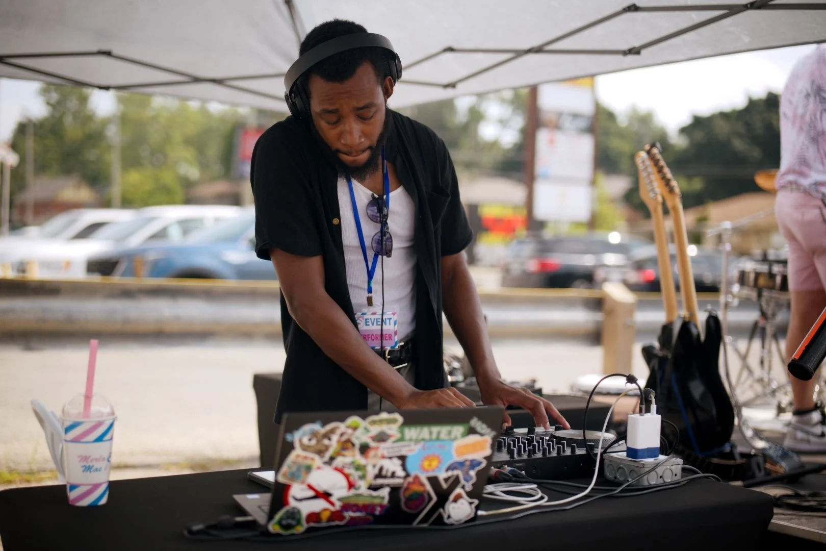 DJ Deem J at the decks during National Ice Cream Day 2026 at Merla-Mae in London, Ontario