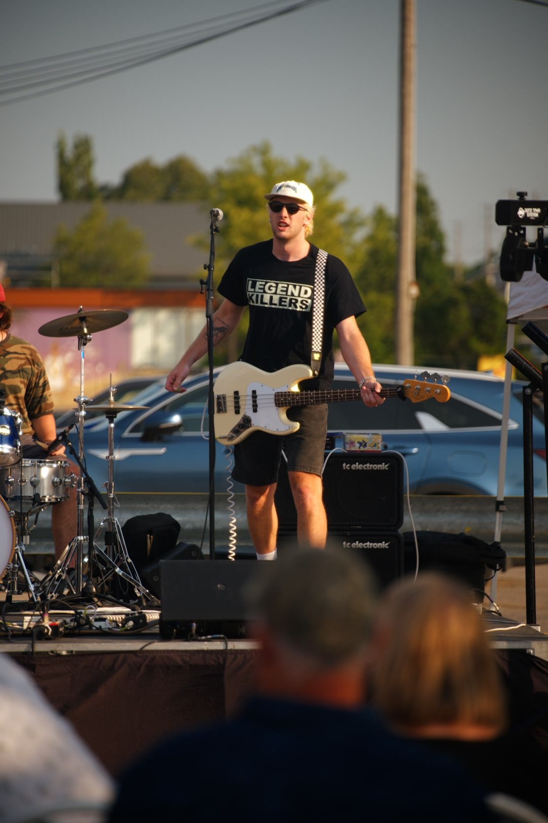 Full Throttle's bassist performing at Merla-Mae's National Ice Cream Day 2026 in London, Ontario