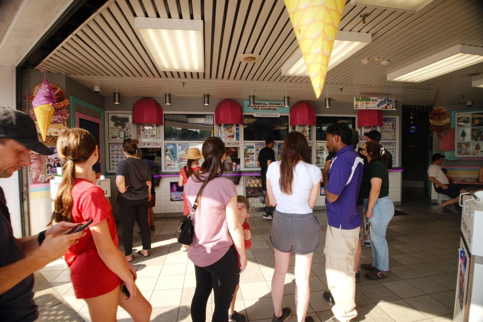 Guests lining up at the Merla-Mae window during National Ice Cream Day 2026 in London, Ontario