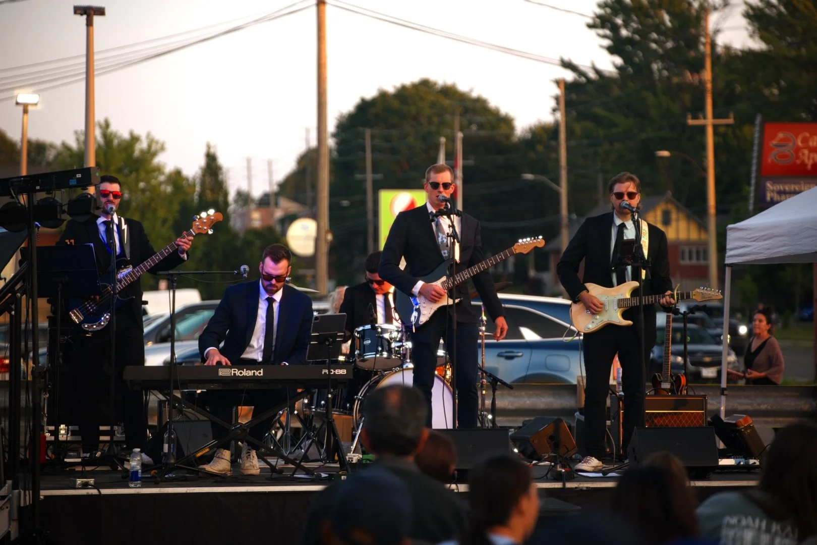 The five-piece Turning Corners performing at Merla-Mae's National Ice Cream Day 2026
