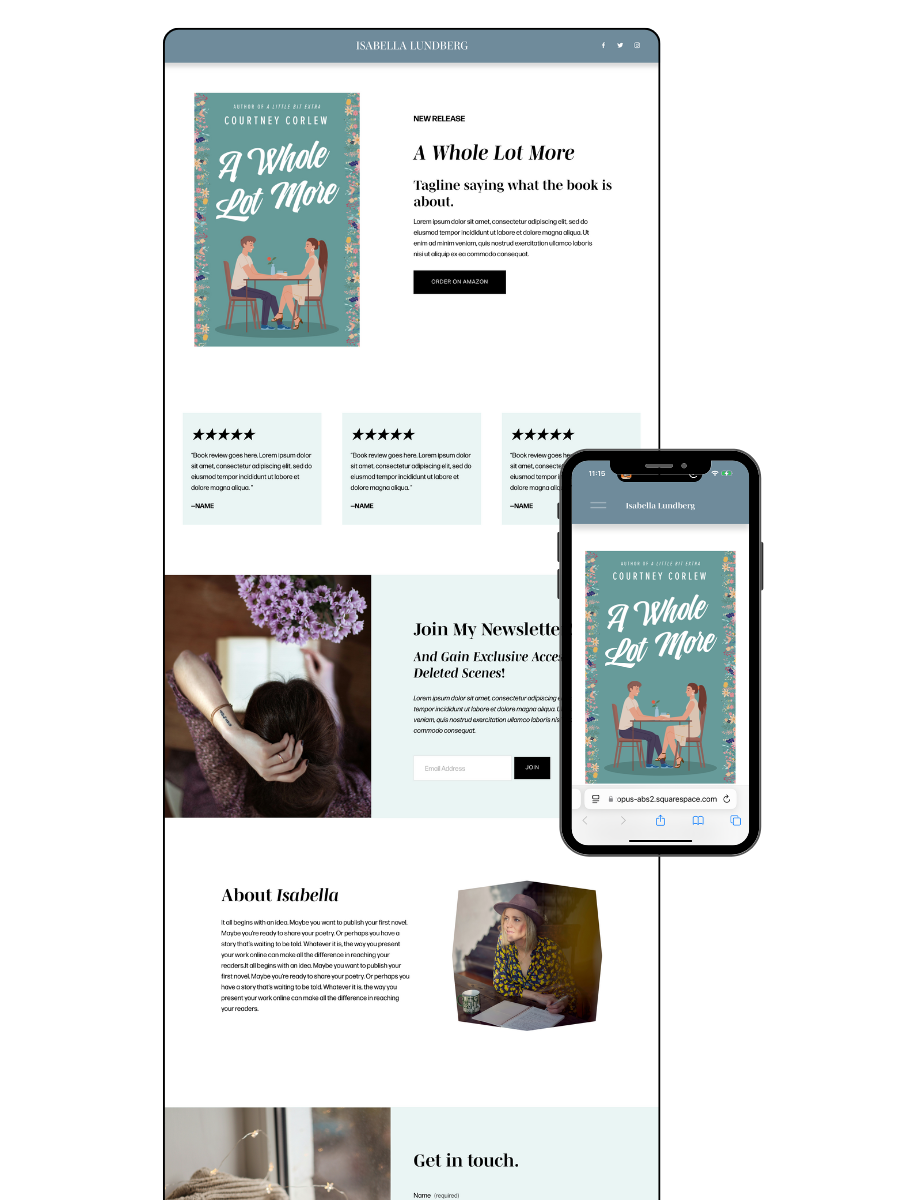 one page author wesbite example