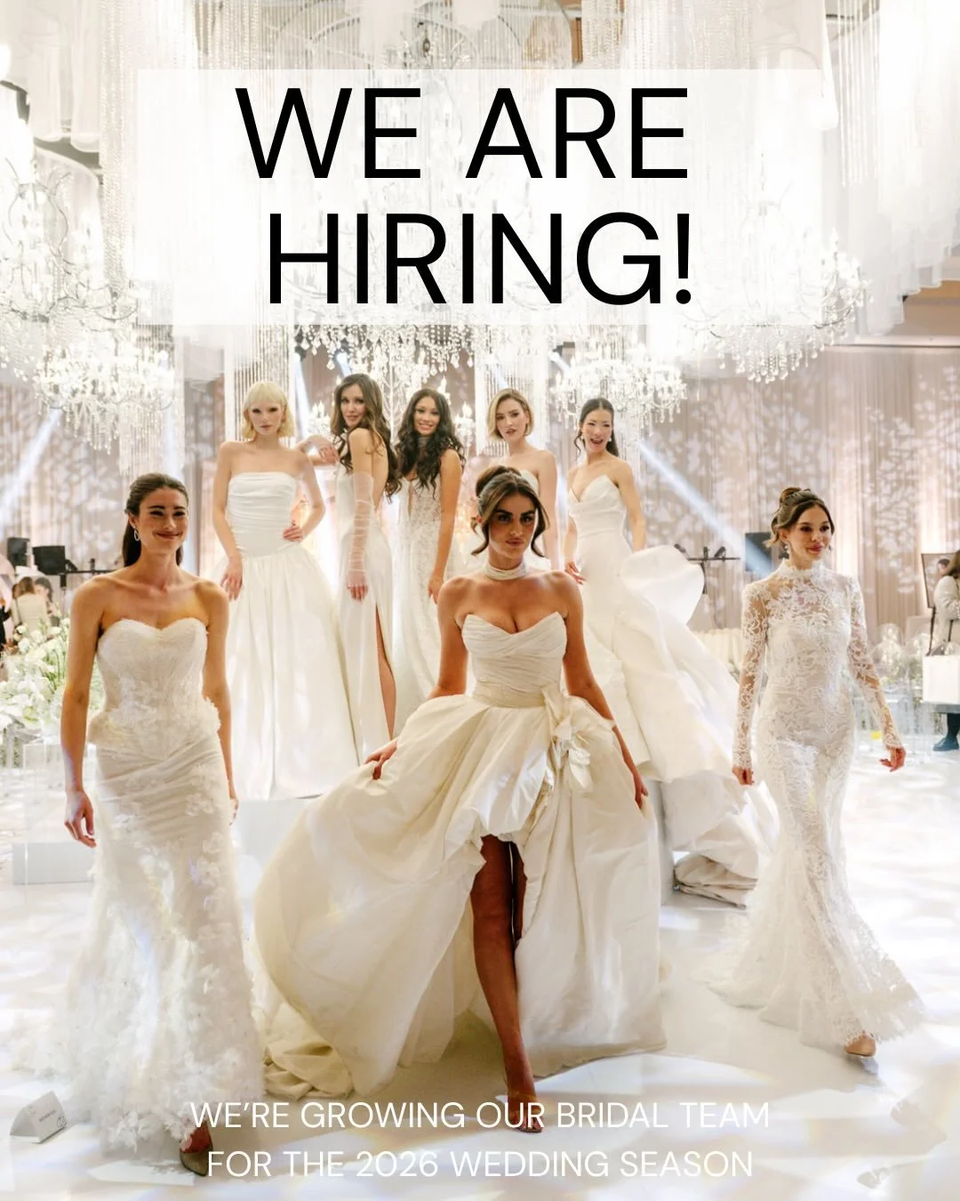 We&rsquo;re hiring!!!✨

We&rsquo;re looking for artists who shine in both hair and makeup with a minimum of 2-3 years of experience.

✨ you love creating stunning bridal looks.
✨ you thrive in a fast paced, team focused environment.
✨you are ready fo