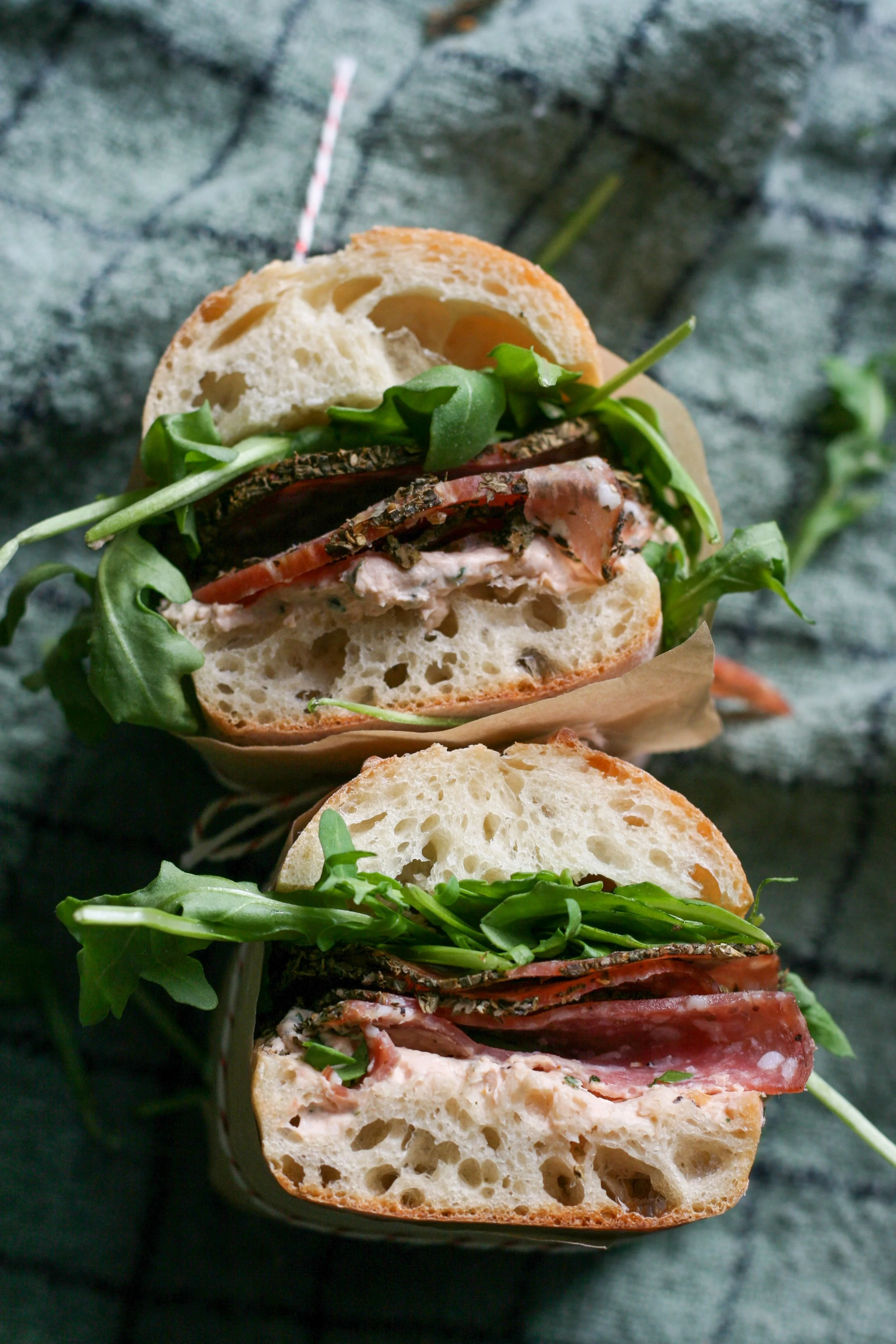 Picnic Salami Sandwiches with Creamy Tomato Spread