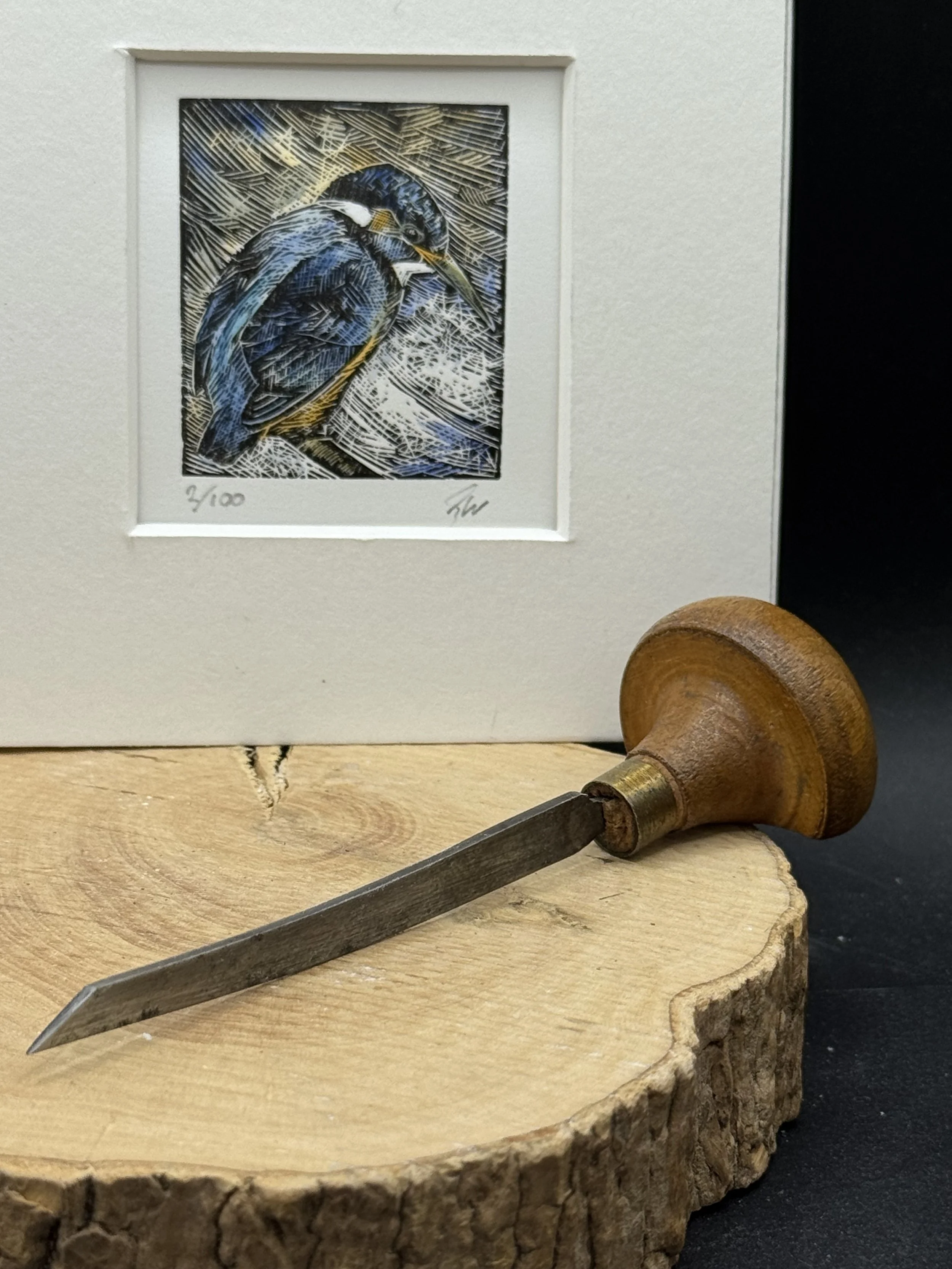 Hand tinted wood engraving