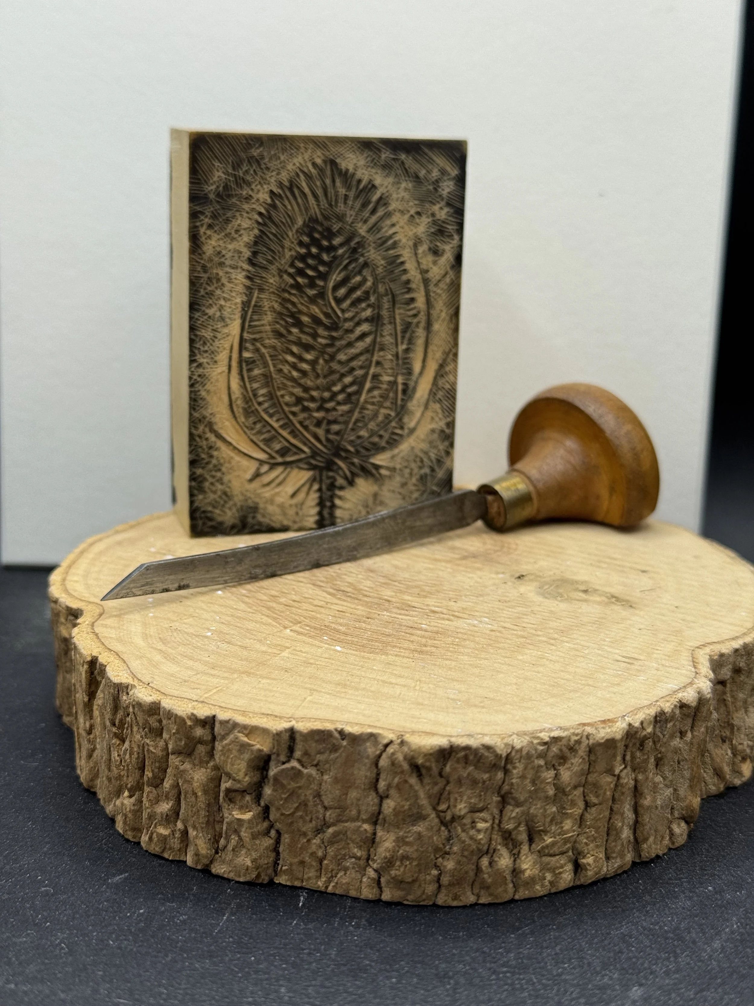 Teasel  wood engraved box wood block 