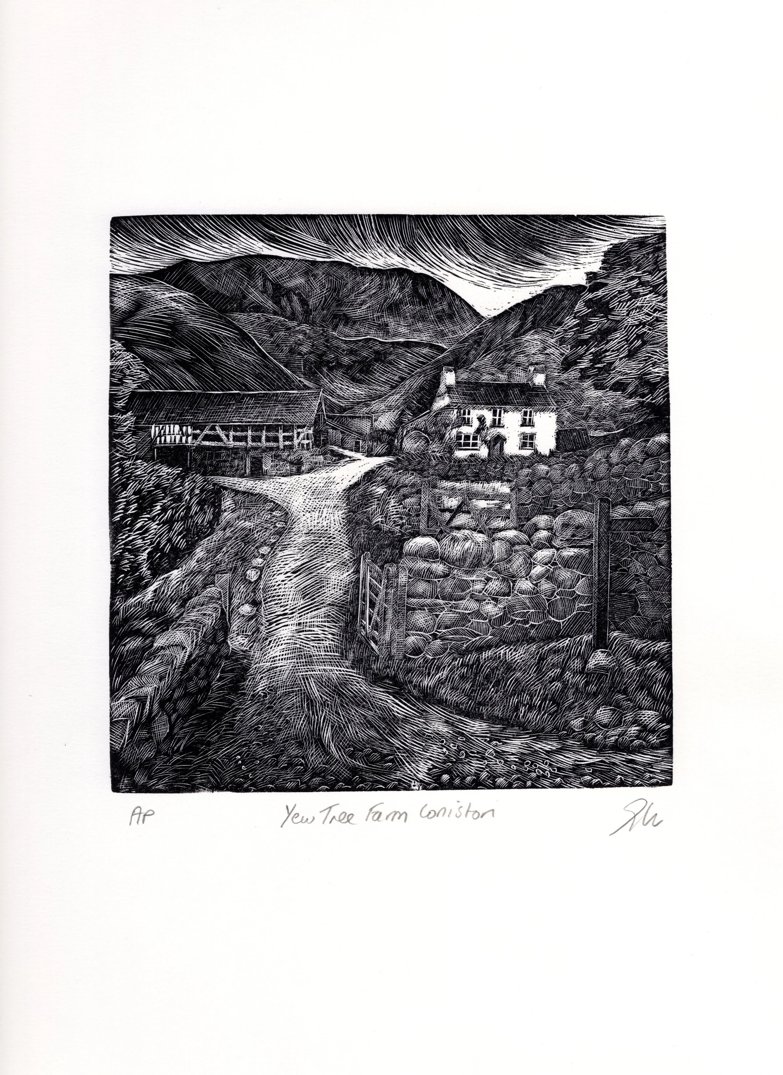 Yew Tree Farm wood engraving