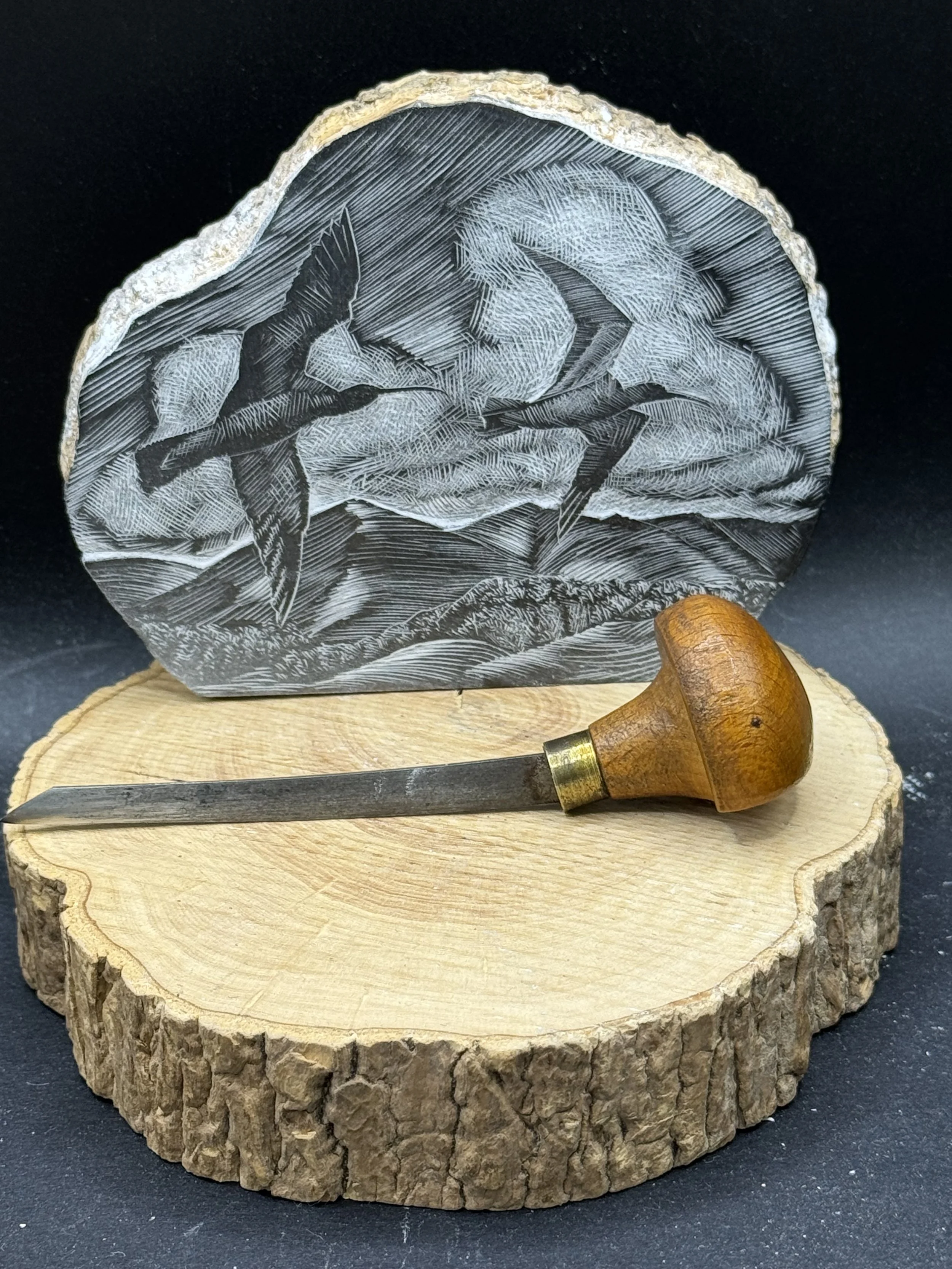 Engraved boxwood block