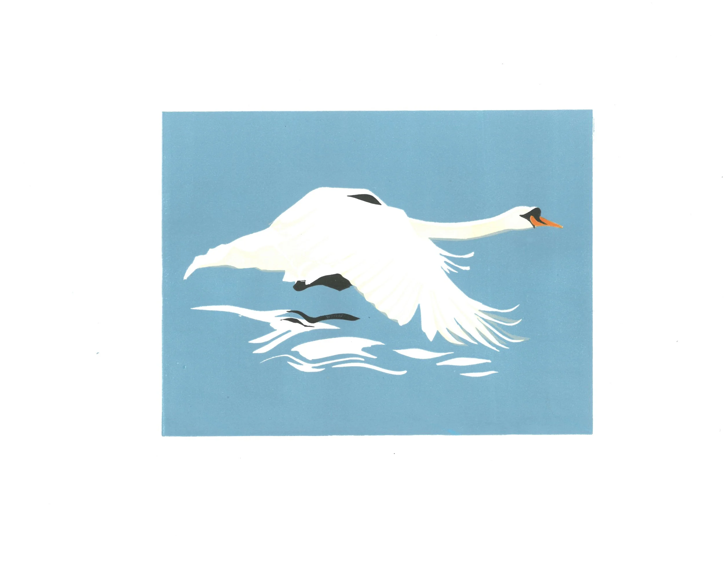 Wings over Water Lino Print 210x152mm