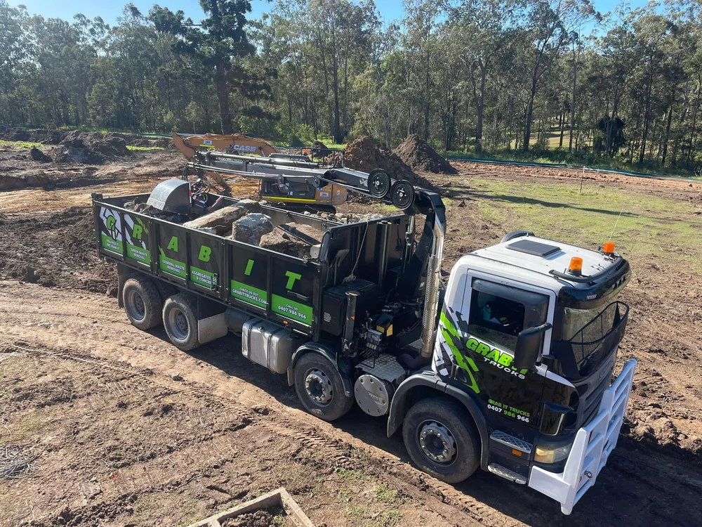 Grab truck loaded on site