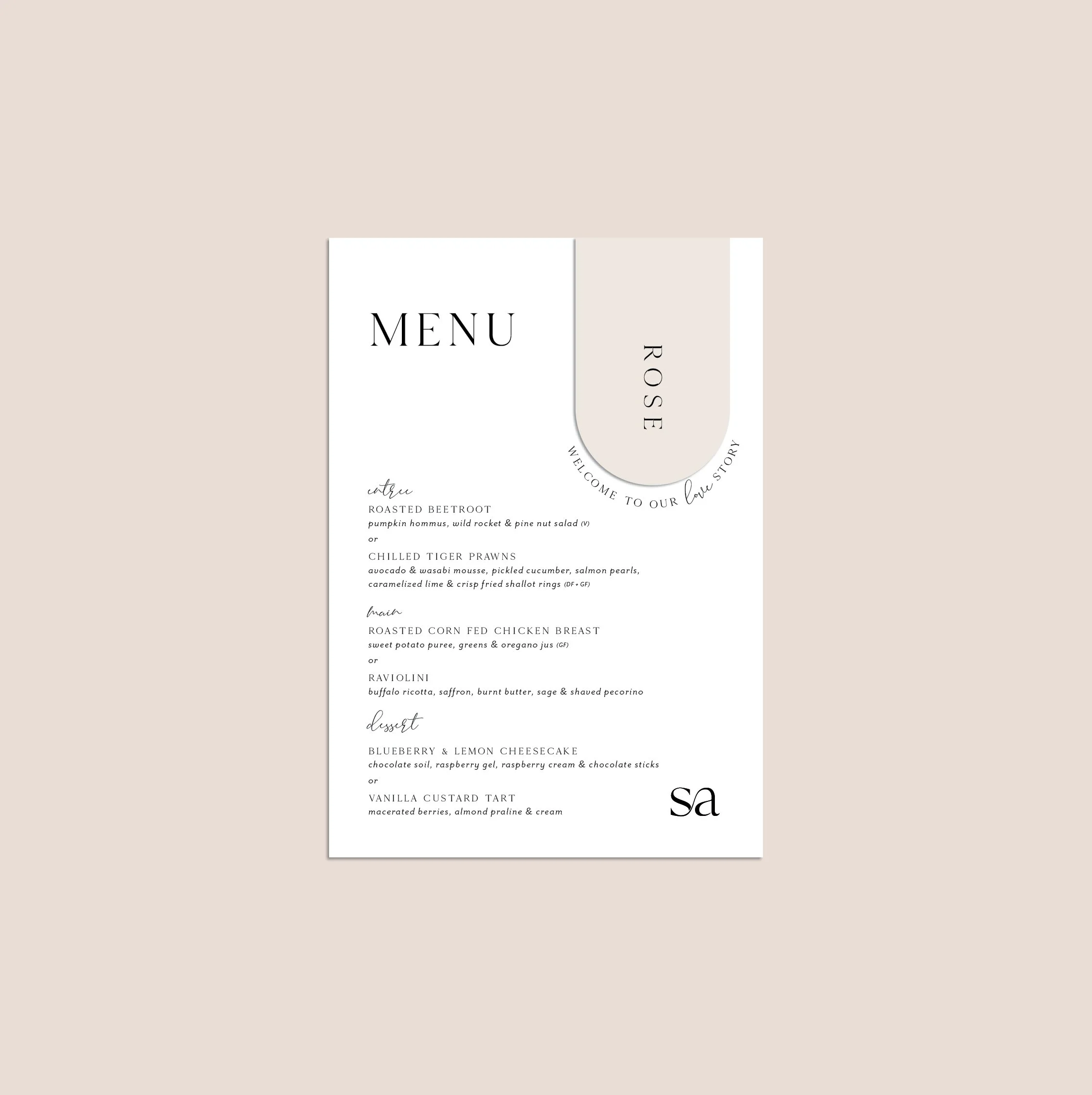 Sarah Menu Package