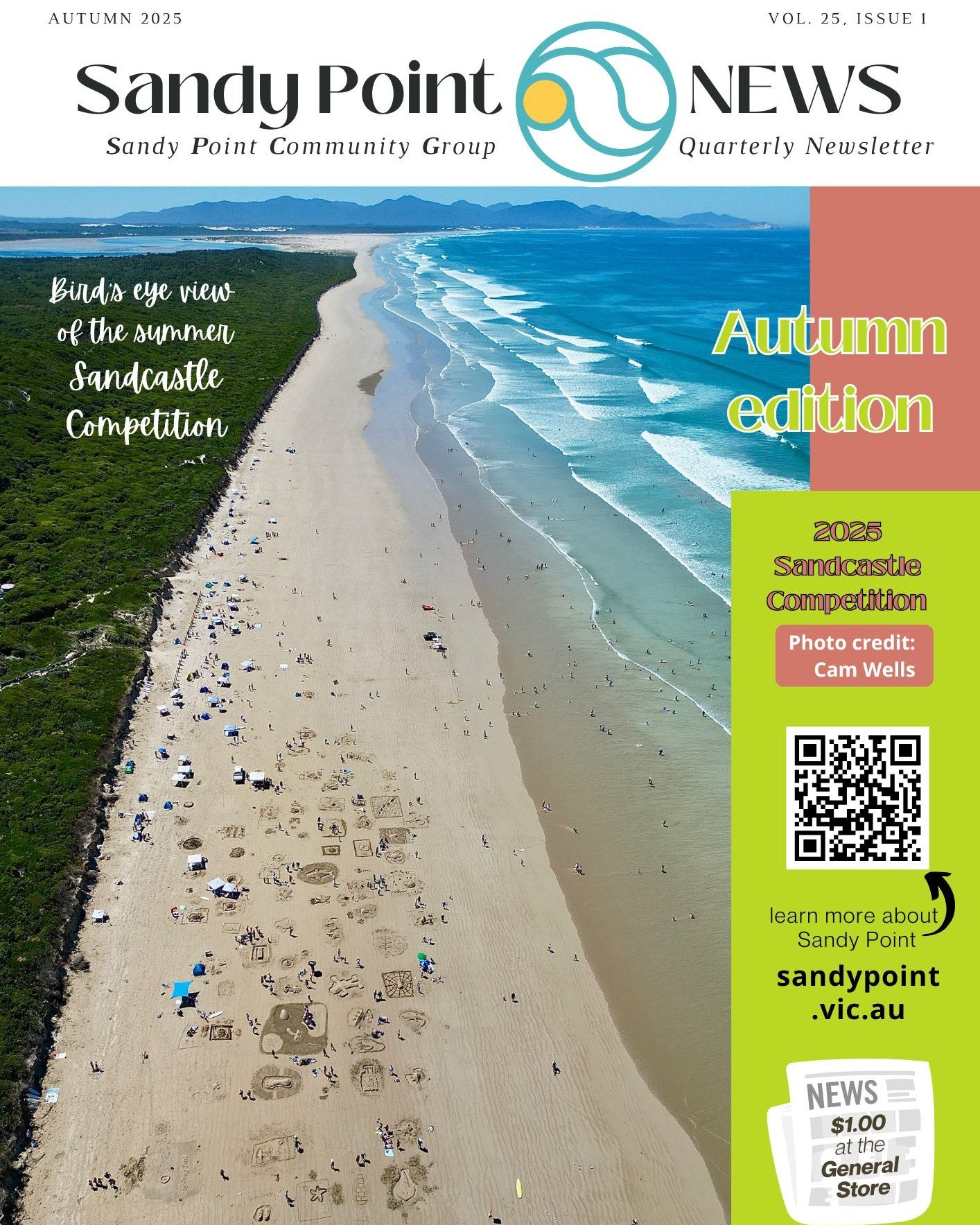 Have you picked up your copy of the latest SANDY POINT NEWS? 
Print copies are available in the General Store for $1 in the box. Or available online at www.sandypoint.vic.au/spcg-newsletters.
Thanks to Cam Wells for this edition's lovely cover photo.