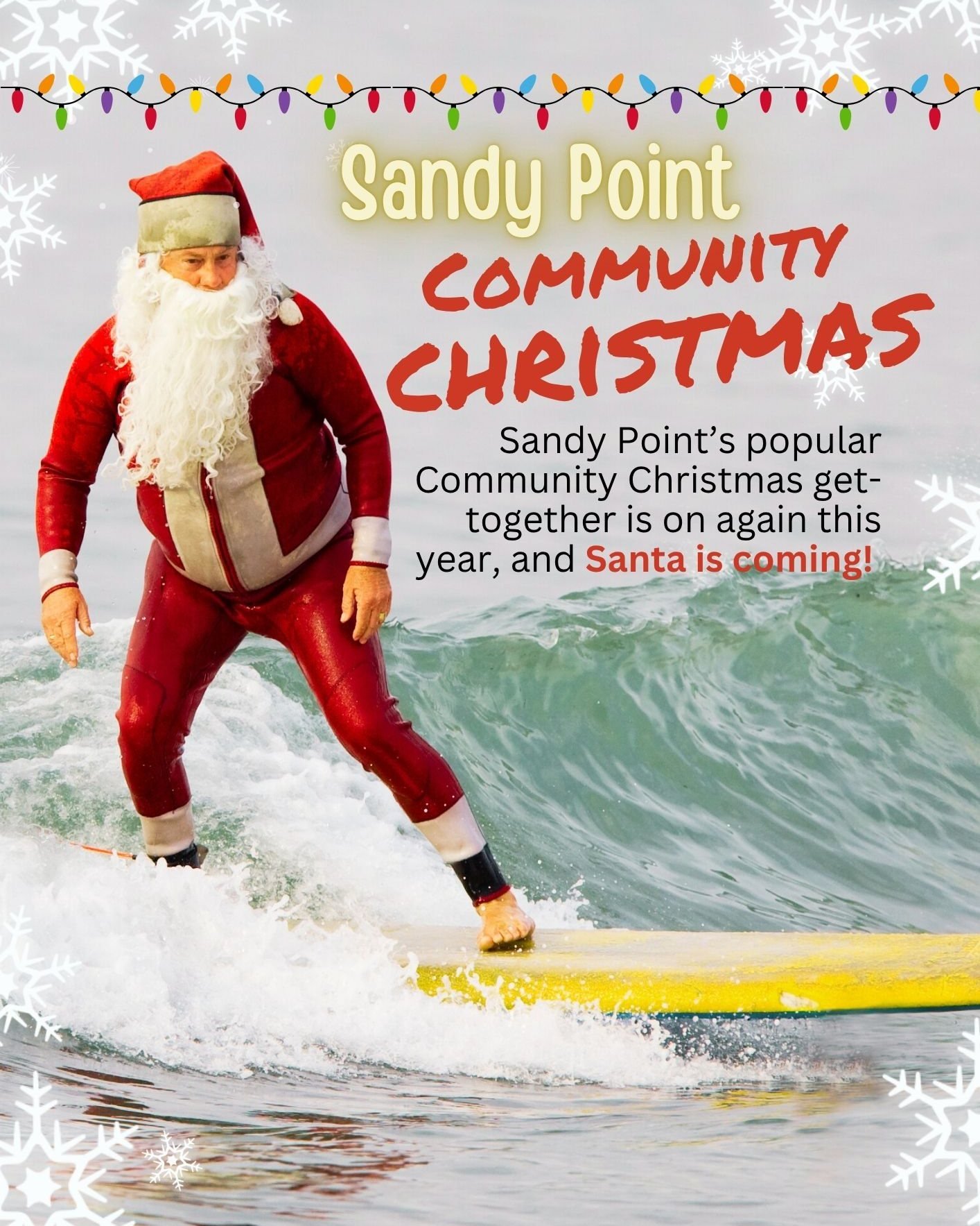 🎀 🎀 🎀  S𝖆𝖓𝖙𝖆 &amp; 𝖙𝖍𝖊 SP 𝕮𝖍𝖔𝖎𝖗 𝖆𝖗𝖊 𝖈𝖔𝖒𝖎𝖓𝖌 🎀 🎀 🎀

Coming up this Tuesday 23 December - BYO picnic from 4:30pm, singing from 6pm. 
Sandy Point&rsquo;s popular Community Christmas get together will once more be taking place a