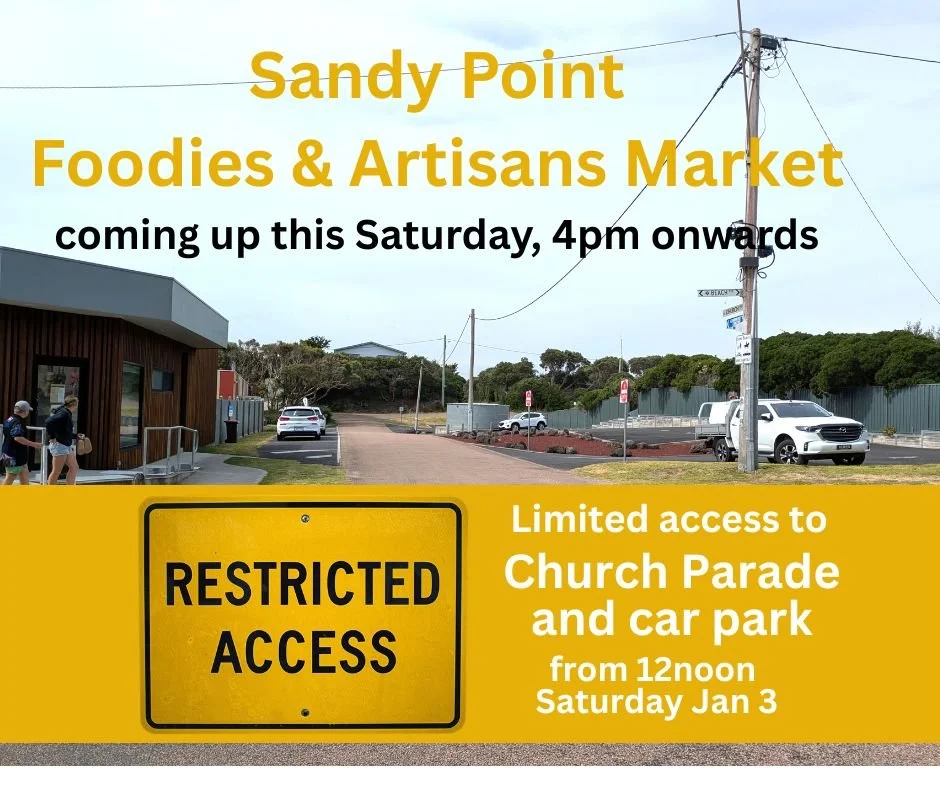 We're planning the upcoming Foodies Market and think it will be bigger than ever.  To enable vendors to set up from midday, and pedestrian access during the market (after 4 pm), we will  have to have some limited vehicle access to Church Parade and t