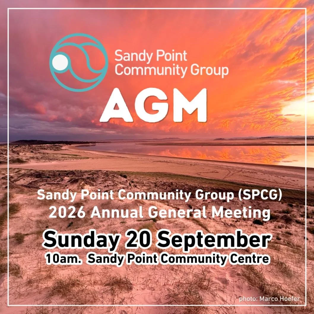 SAVE the date for the AGM Sunday 20th September at 10am. Stay around for the Open Forum then join us for a cup of tea. Agenda and committee nomination forms on the website at www.sandypoint.vic.au/events/agm-2026

Cant make it in person ? Then join u