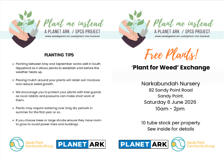 'Plant for Weed' exchange.  Side 1