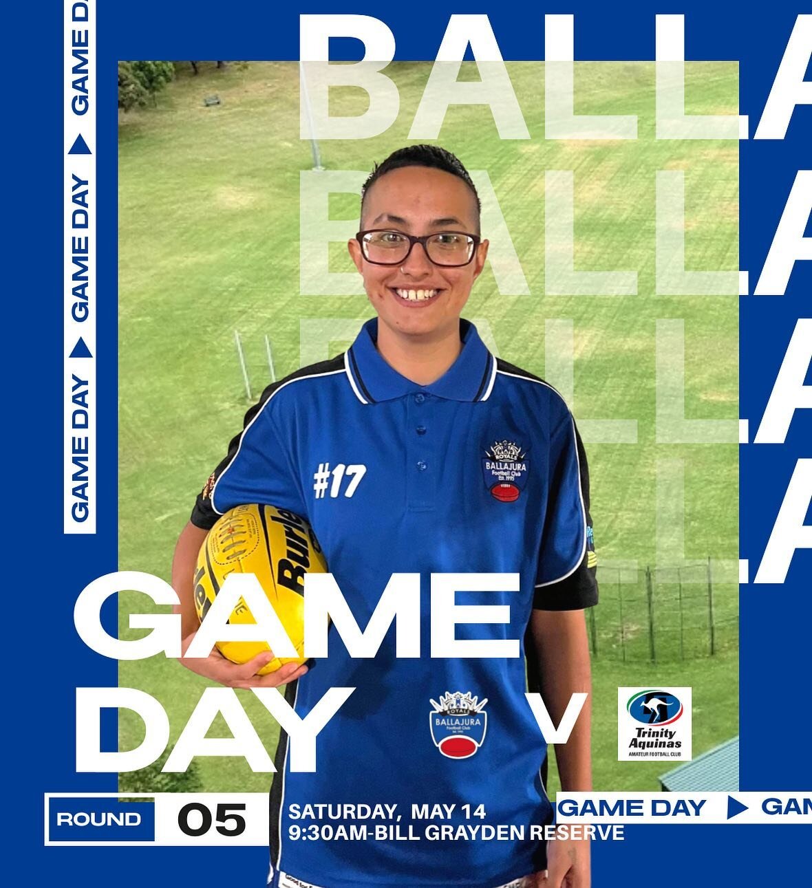 *ATTENTION*

When: Saturday 14th May (tomorrow) 9:30am bounce down!!
Where: Bill Grayden Reserve
Who: Balla vs Trinity 
Why: Support our Womens team💙🖤