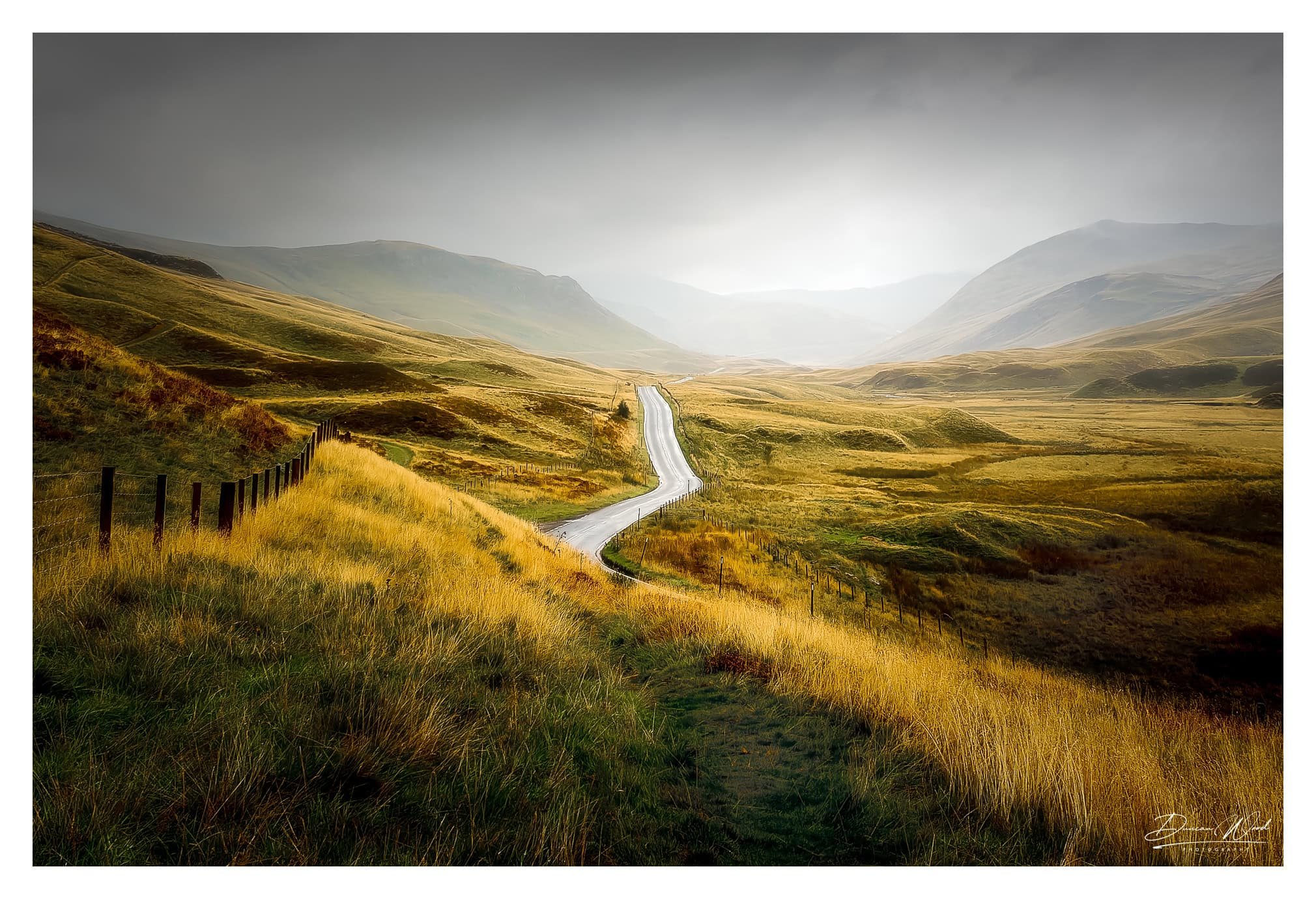 Winding road in Glen Shee, photographed by Duncan Wood in Scotland. Scottish landscape photography.