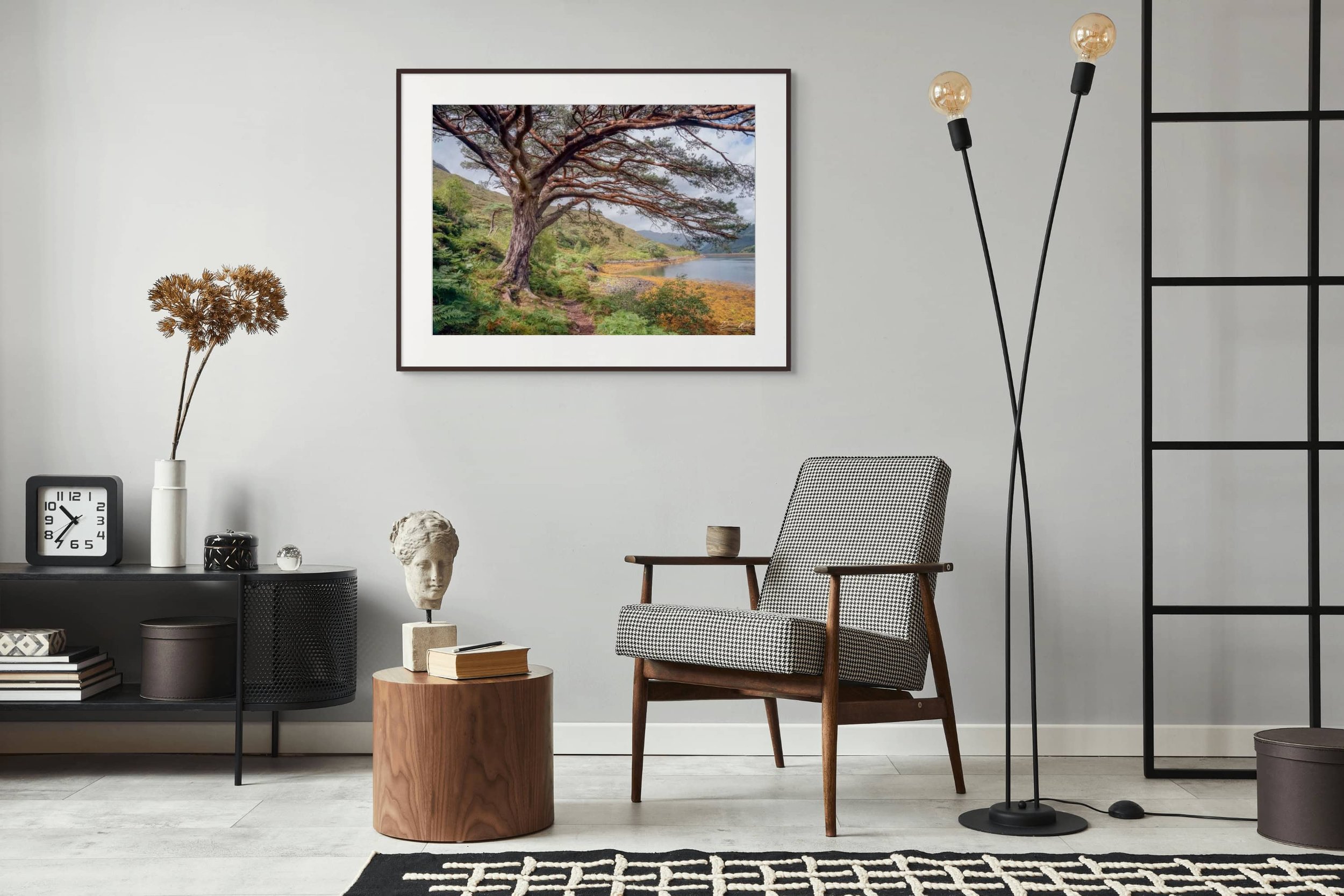 Framed print of The Knoydart Way by Duncan Wood displayed on a wall. Scottish landscape photography of a coastal path in Knoydart.