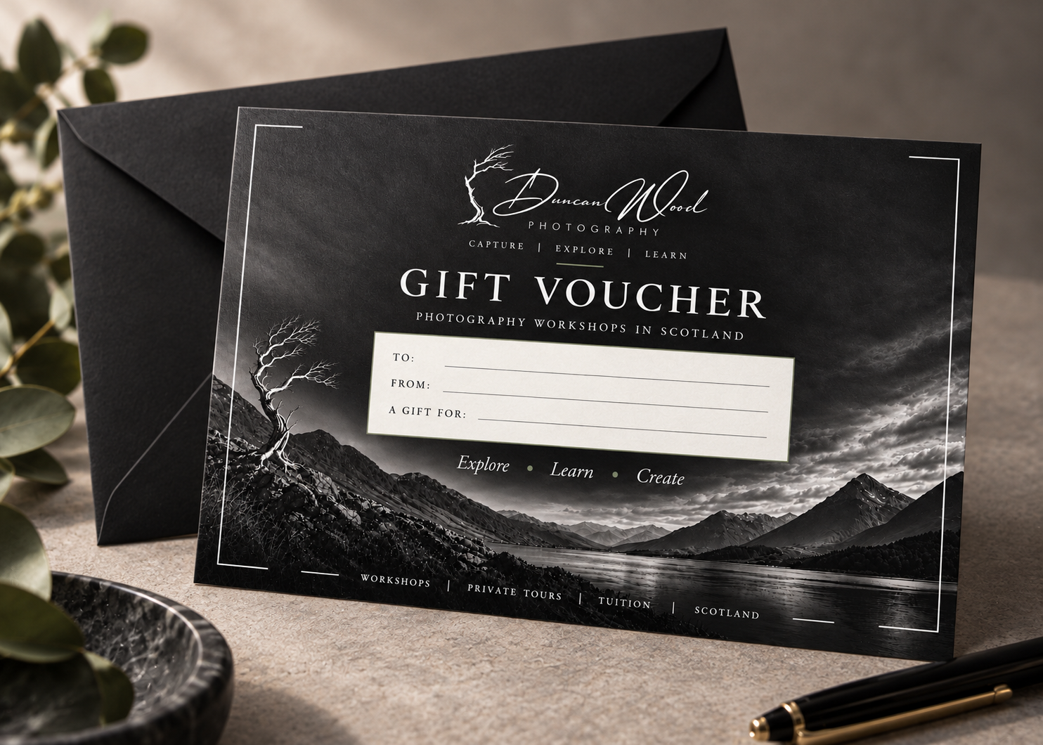 Photography workshop gift voucher by Duncan Wood Photography