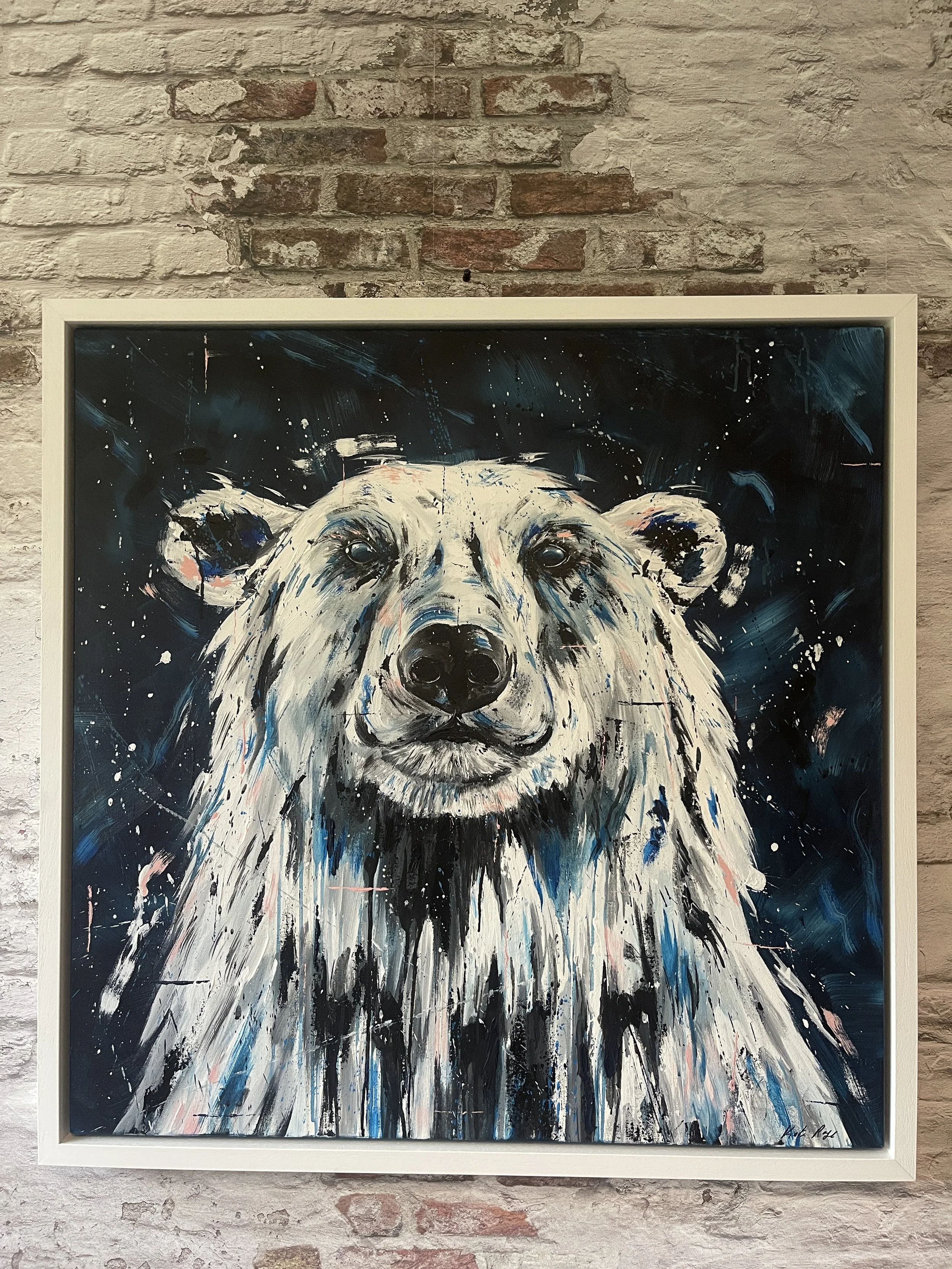 Polar Night, 2023. 90x90cm. Acrylic. Framed in white.