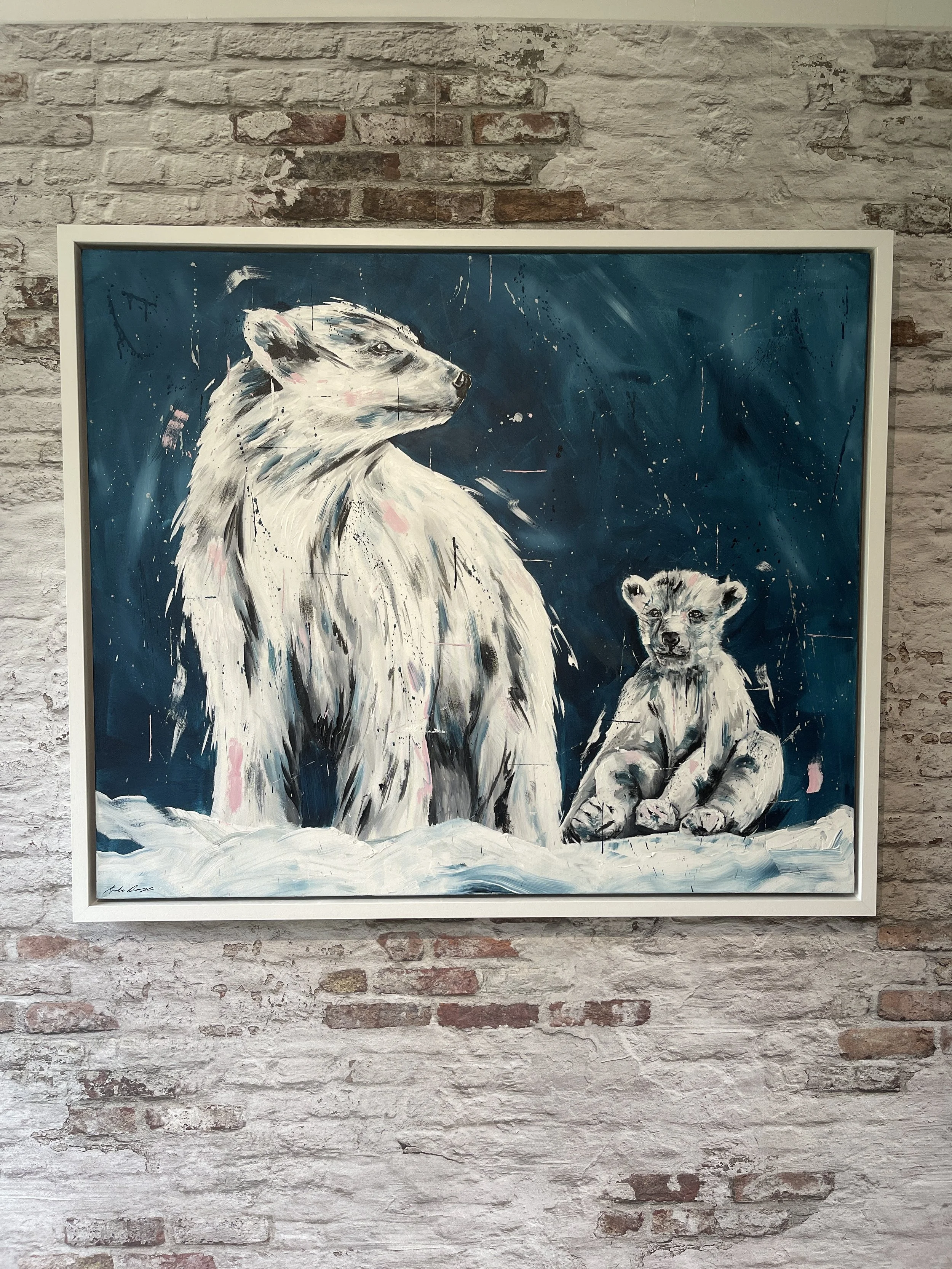 Under the Arctic Sky, 2024. 120x100cm. Acrylic. Framed in white. 