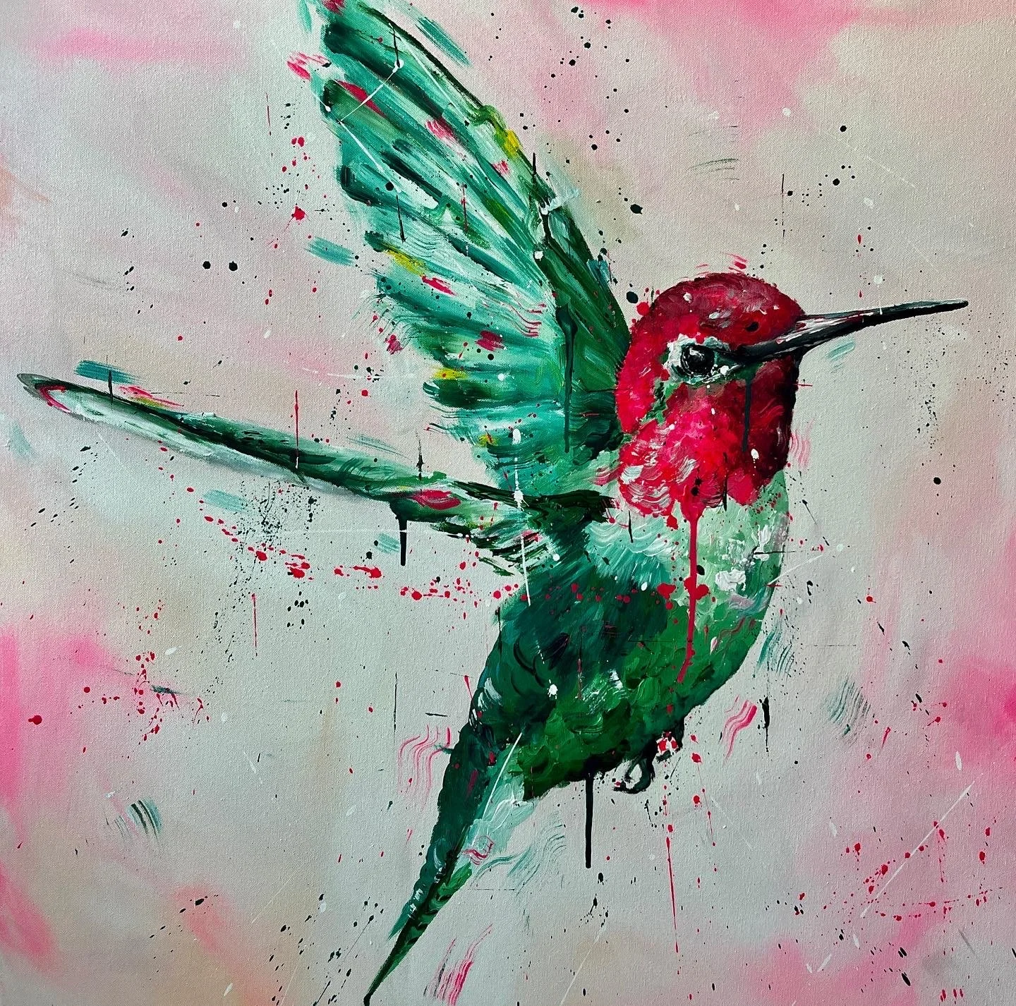 Life in Colour, 2022. 90x90cm, framed in white wood-grain. 