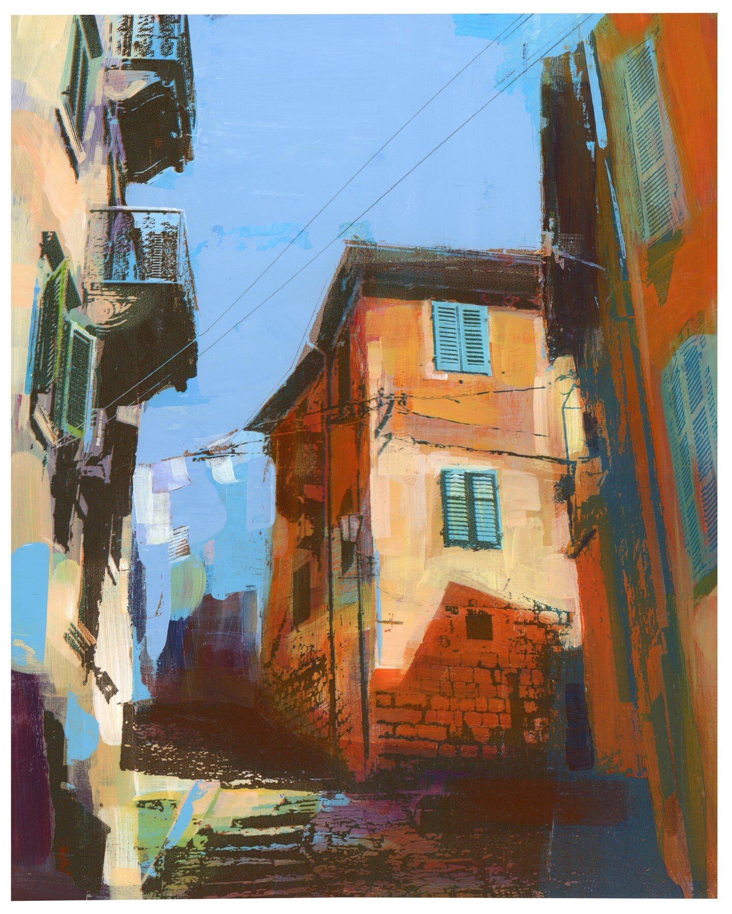 Streets of Kotor, Acrylic and screen print on wooden panel, 30cm x 38cm or available as a print
#acrylicpainting #artwork #colour #travel #print #Montenegro