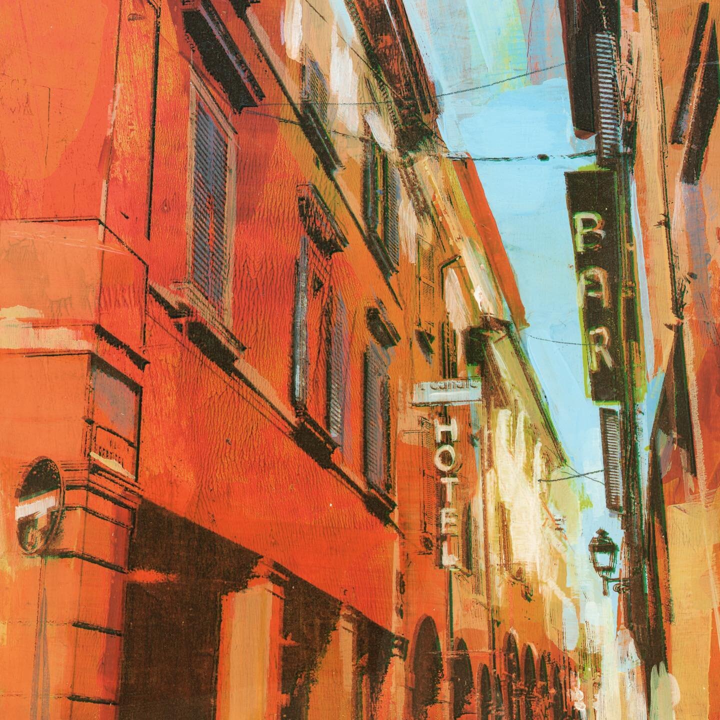 Back streets of Bologna #paint #print #italy #cityscapes