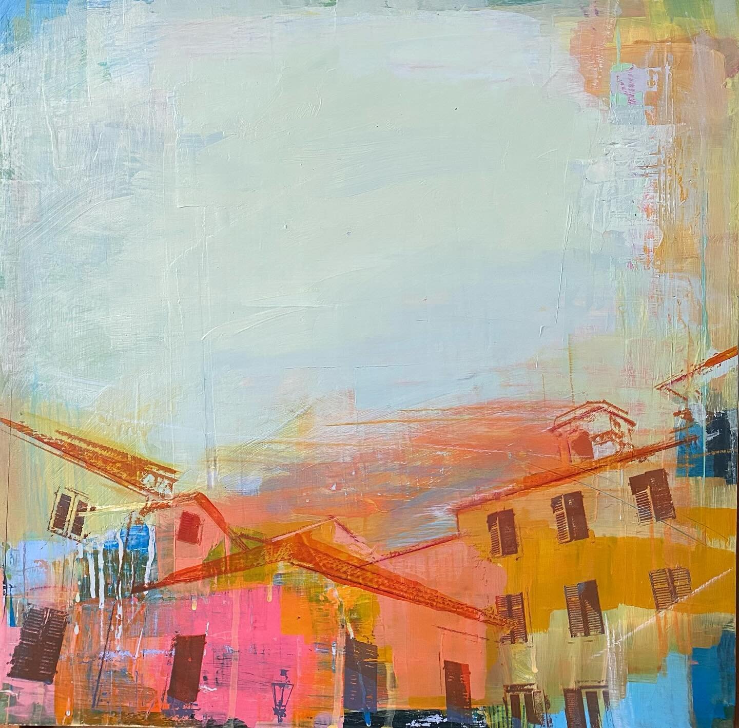Mixed media on panel 50 x 50, memories of summer