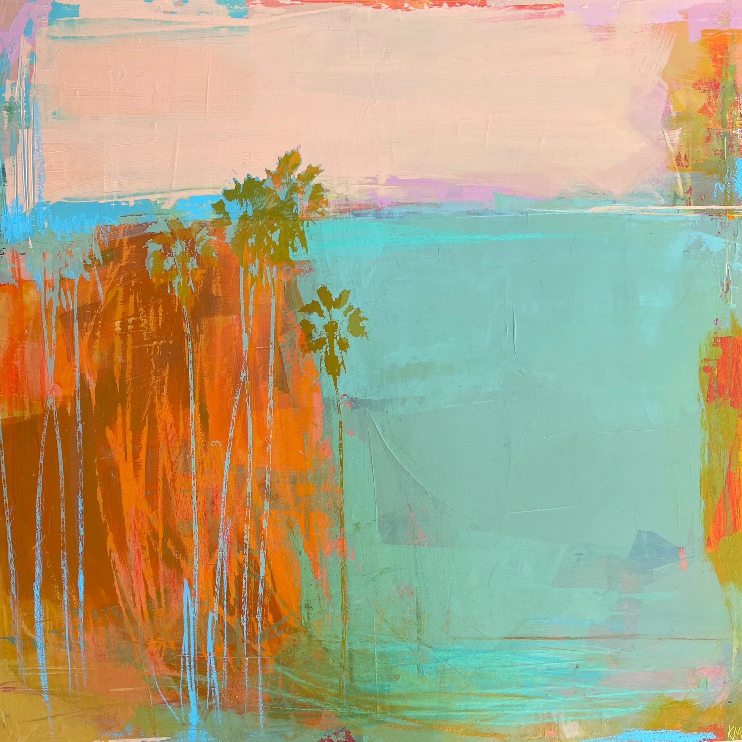 Sunset Beach 60cm x 60cm, this painting had had many lives, I think I'm finally happy.....