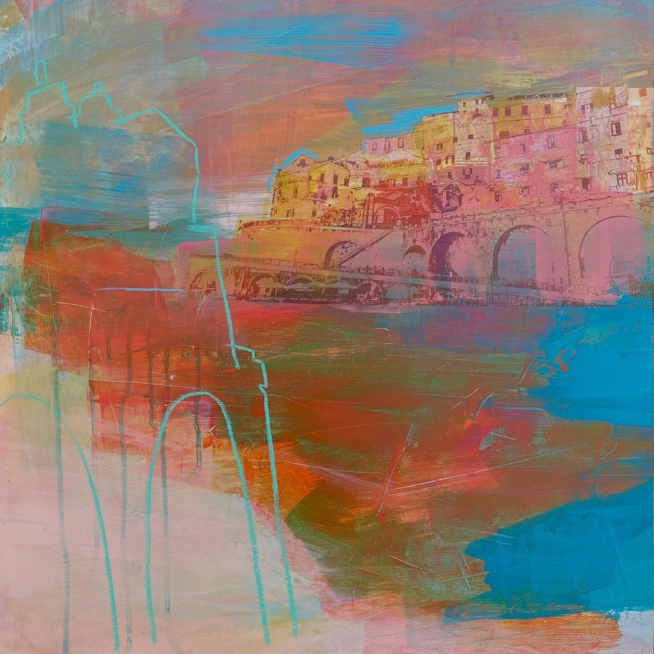 The Road to Amalfi 52cm x 52cm, all ready and framed for @theotherartfair next week