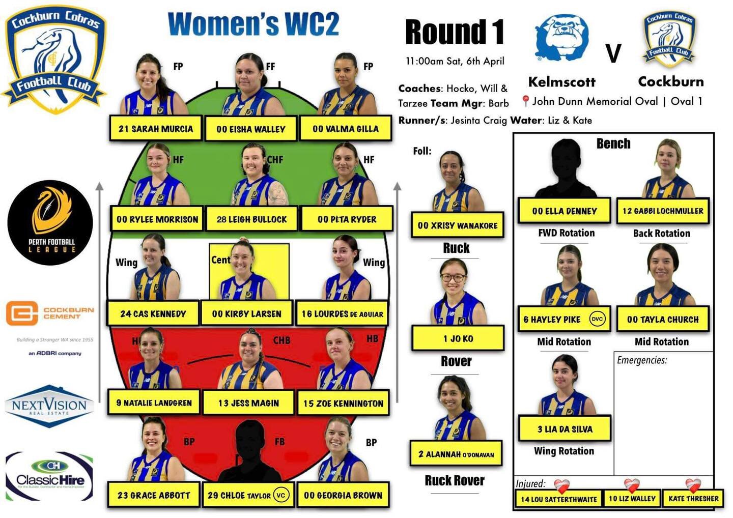 📣 Women&rsquo;s Round 1 team 📣

Congratulations to all of our 15 debutants for their 1st game for the club!

We wish the girls and our two mens teams luck tomorrow 🐍