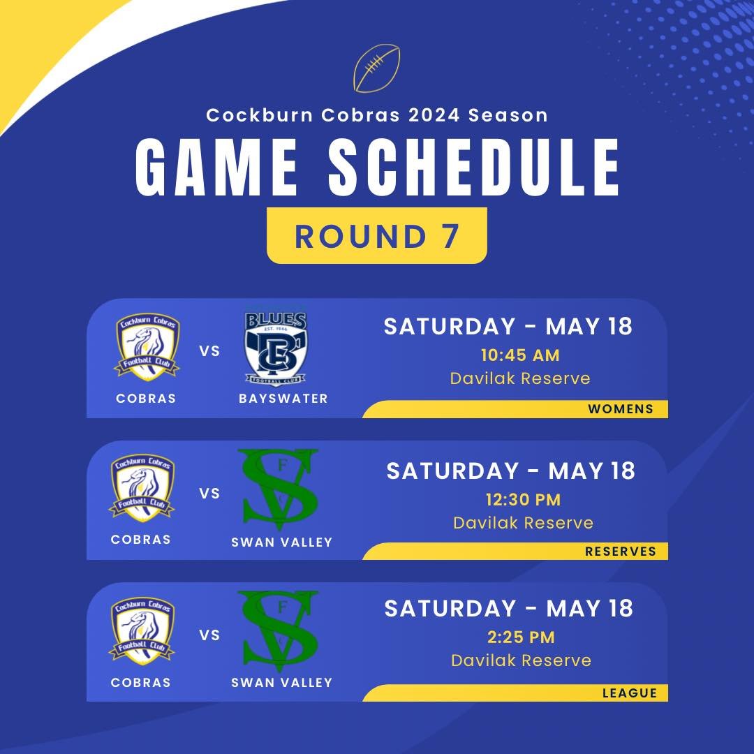 📣 Round 7 Schedule 📣

Super Saturday at the snake pit this weekend 🐍
