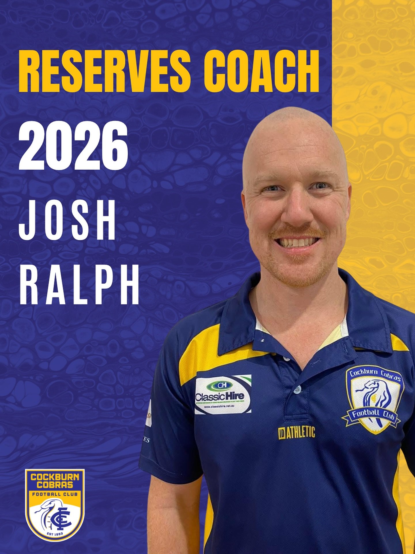 The club is pleased to announce that Josh Ralph has re-signed as our Reserves Coach for the 2026 season.

After joining the Cobras in 2024 as a league player, Josh moved into coaching in 2025, where he played a key role in building the depth across b