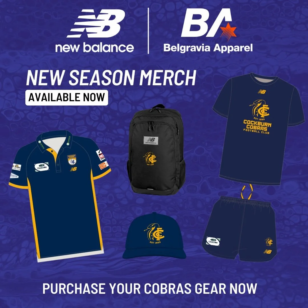 🔥 The wait is over &mdash; the Cockburn Cobras official merchandise range is now available!

We&rsquo;ve partnered with New Balance to deliver our best collection yet: fresh designs, high‑performance gear, and all‑new Cobras apparel for players and 