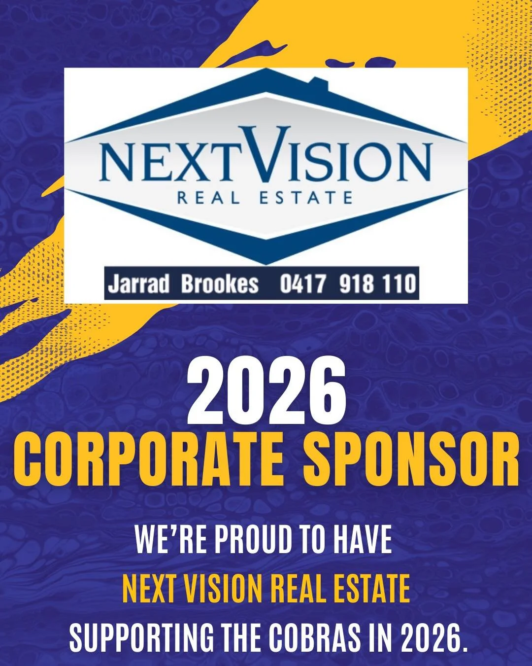 We&rsquo;re excited to welcome Next Vision Real Estate back on board as our Corporate Sponsor for 2026!

A massive thank‑you to Life Member Jarrad Brookes for his continued support and long‑standing commitment to our club. Next Vision has been a loya