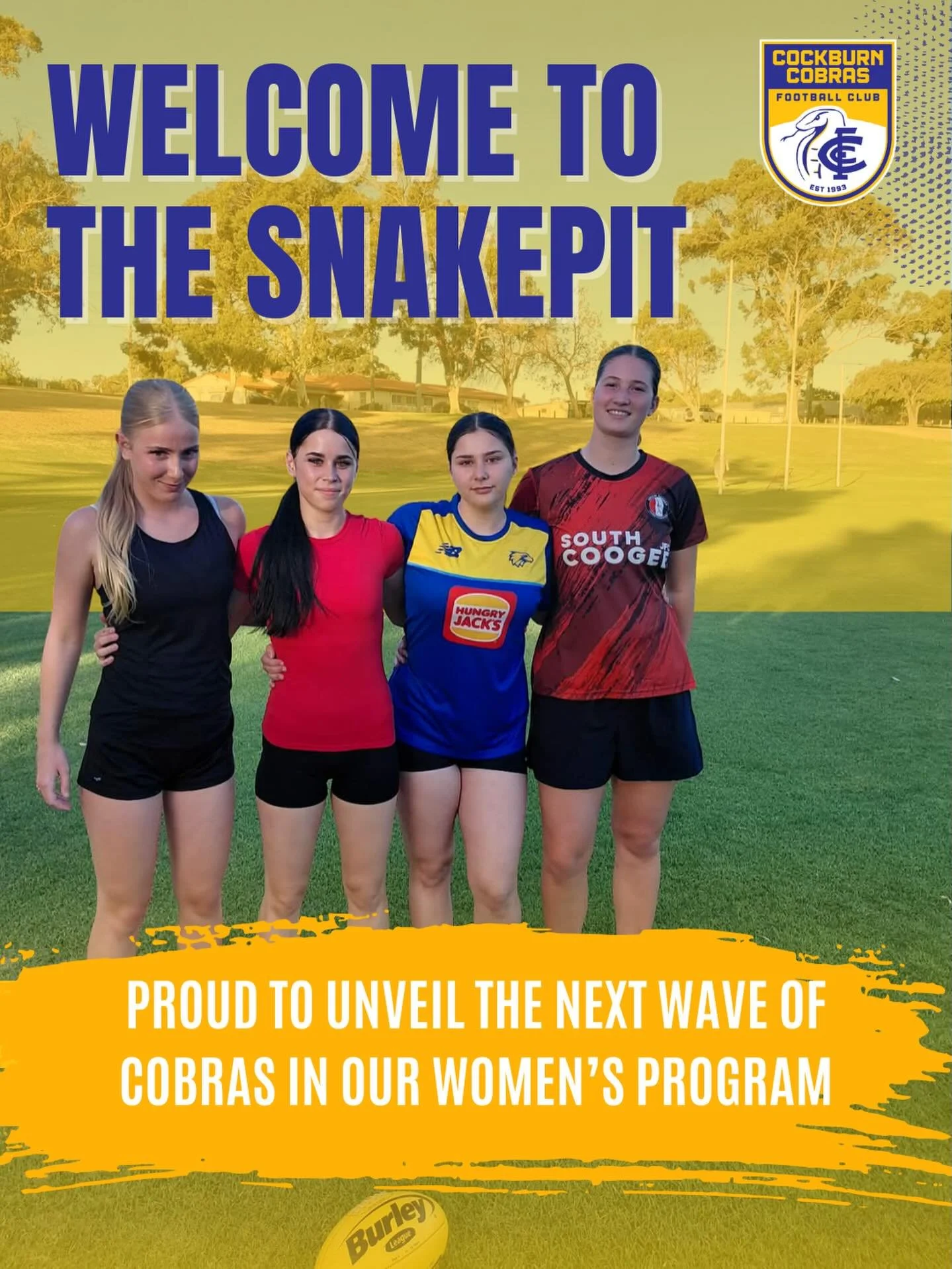 💙💛 NEW COBRAS &ndash; WOMEN&rsquo;S PROGRAM 💙💛

The Cockburn Cobras are excited to welcome four talented young players into our Women&rsquo;s Program for Season 2026:

Ava &bull; Shaz &bull; Chey &bull; Caitlin

All four players are progressing t
