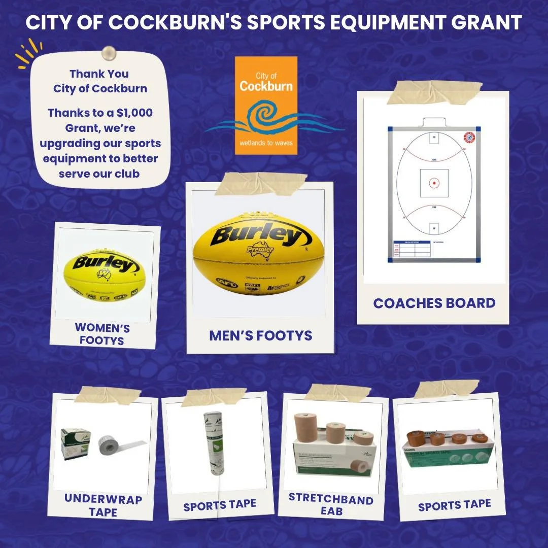 We&rsquo;re excited to share that our club has once again received generous support from the City of Cockburn through their Sporting Equipment Grant program.

Thanks to this funding, valued at $1000.00, we&rsquo;ve been able to purchase essential equ