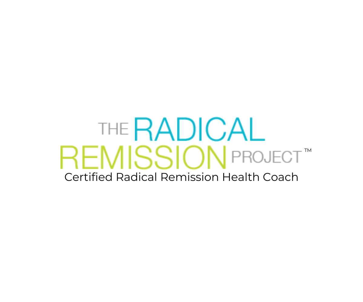 Certiffied Radical Remission Health Coach Logo, associated with Sarah Eglin, Registered Nutritional Therapist and Cancer Nutritionist