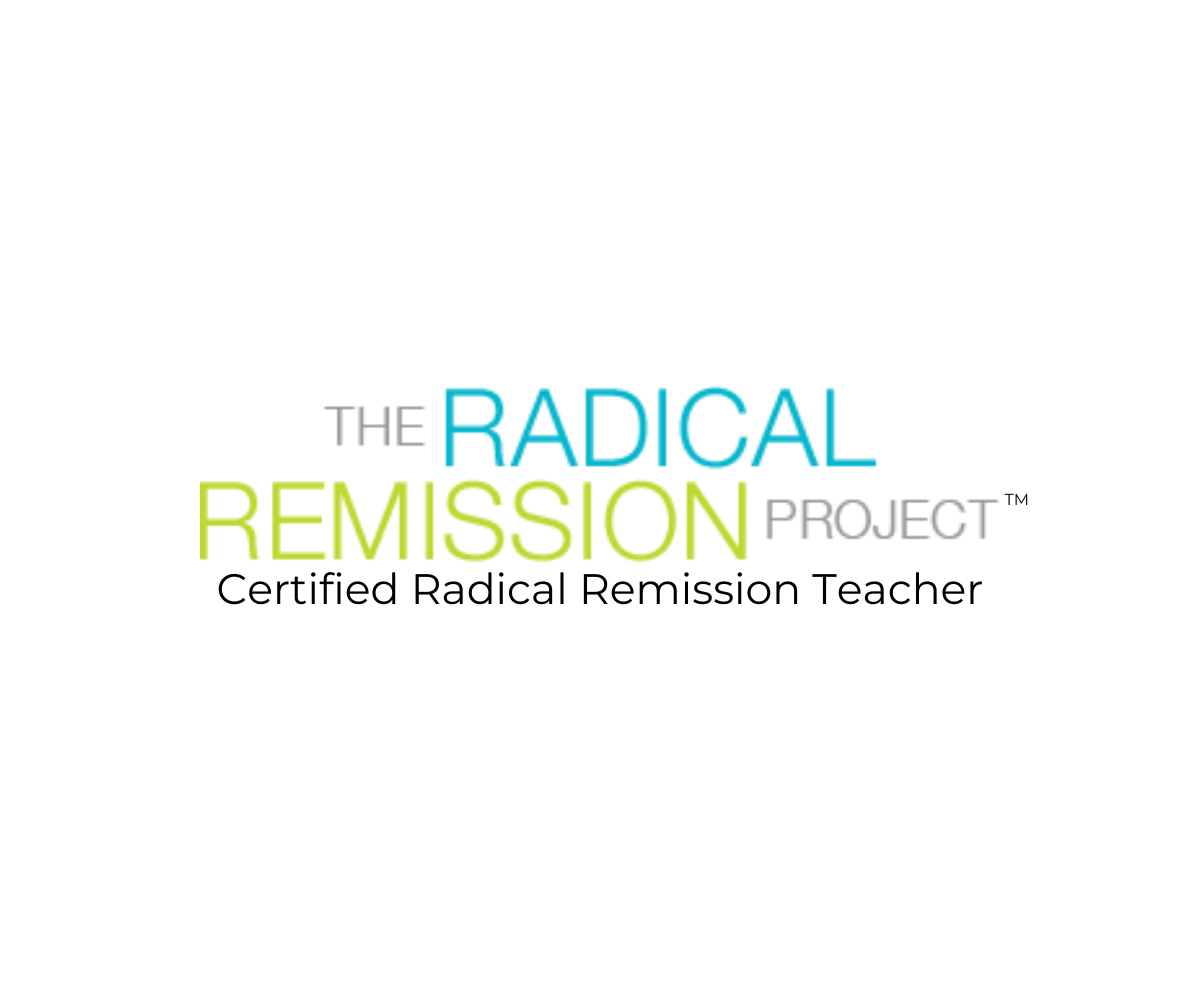 Certiffied Radical Remission Teacher Logo, associated with Sarah Eglin, Registered Nutritional Therapist and Cancer Nutritionist