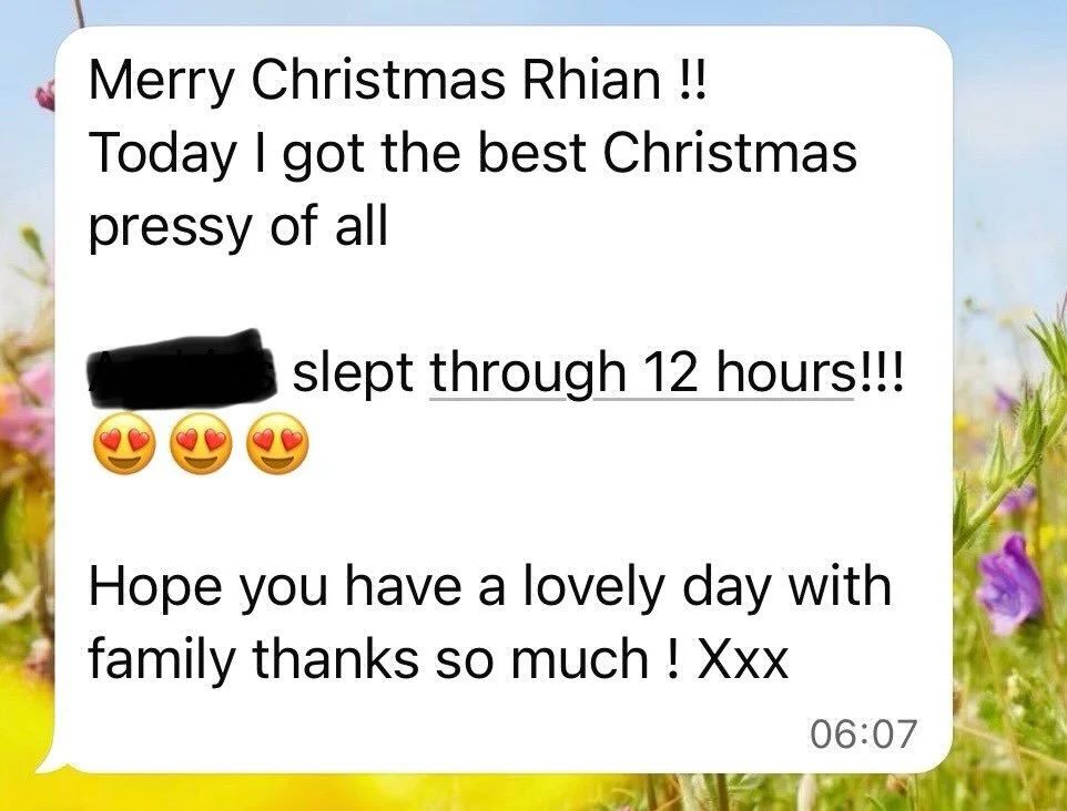 A well-rested Mum under the tree > any gift you could wrap 🎄✨

If you want calmer nights before Christmas, I&rsquo;ve got a few December spots open for the Gentle Sleep Solution. 

DM me SLEEP and I&rsquo;ll send you the details. 

Rhian x

#rest