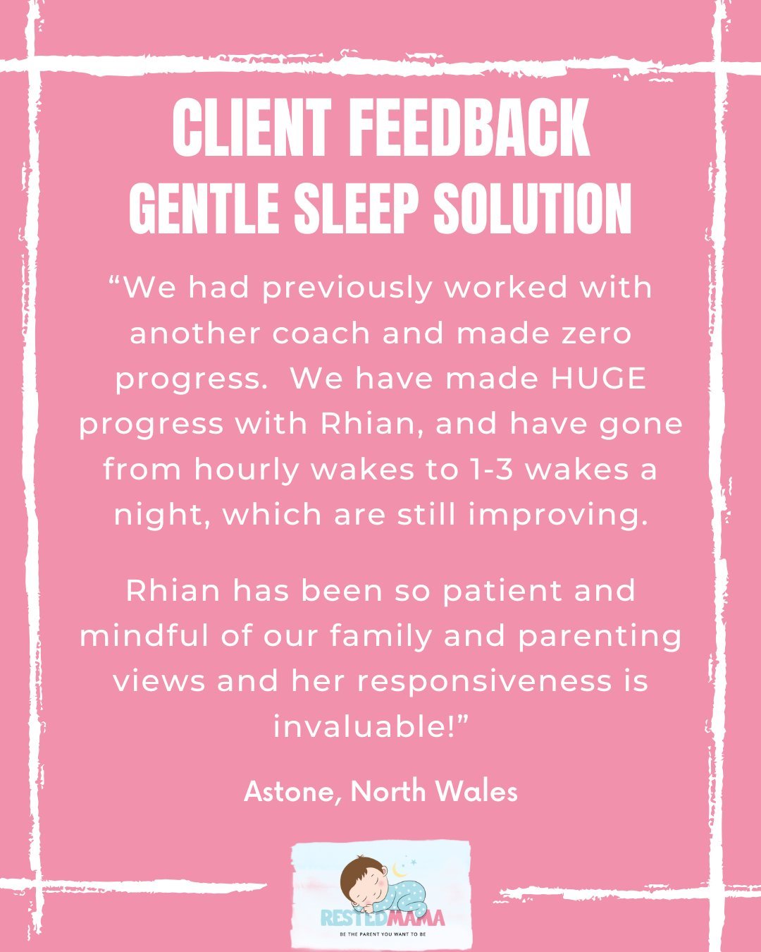 From hourly wakes and working unsuccessfully with another Sleep Coach, to 1-3 wakes a night after working with me 🥳 

This is your sign to message me saying "SLEEP" so that we can turn things around for your family 🦄

Rhian x

#restedmama