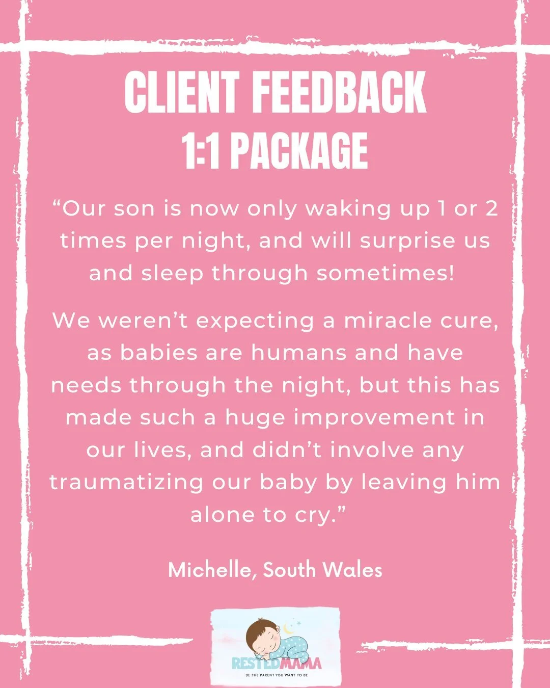 After 18 months of struggling with her son's sleep, Michelle reached out to me. They had resorted to co-sleeping in order to be able to cope with the waking every 1 to 2 hours to feed.

Michelle didn't want to go down the traditional sleep training r
