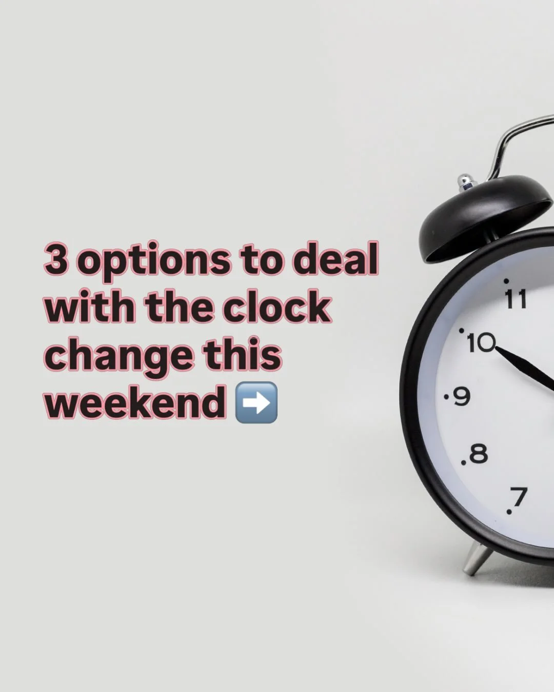 🕣 The clocks go back this weekend - are you prepared?

Which option are you going for? 

Put a 1, 2 or 3 in the comments, and share with other Mums who&rsquo;ll find it useful. 

Rhian x

#restedmama #welshsleepconsultant #clocksgoback #daylightsavi