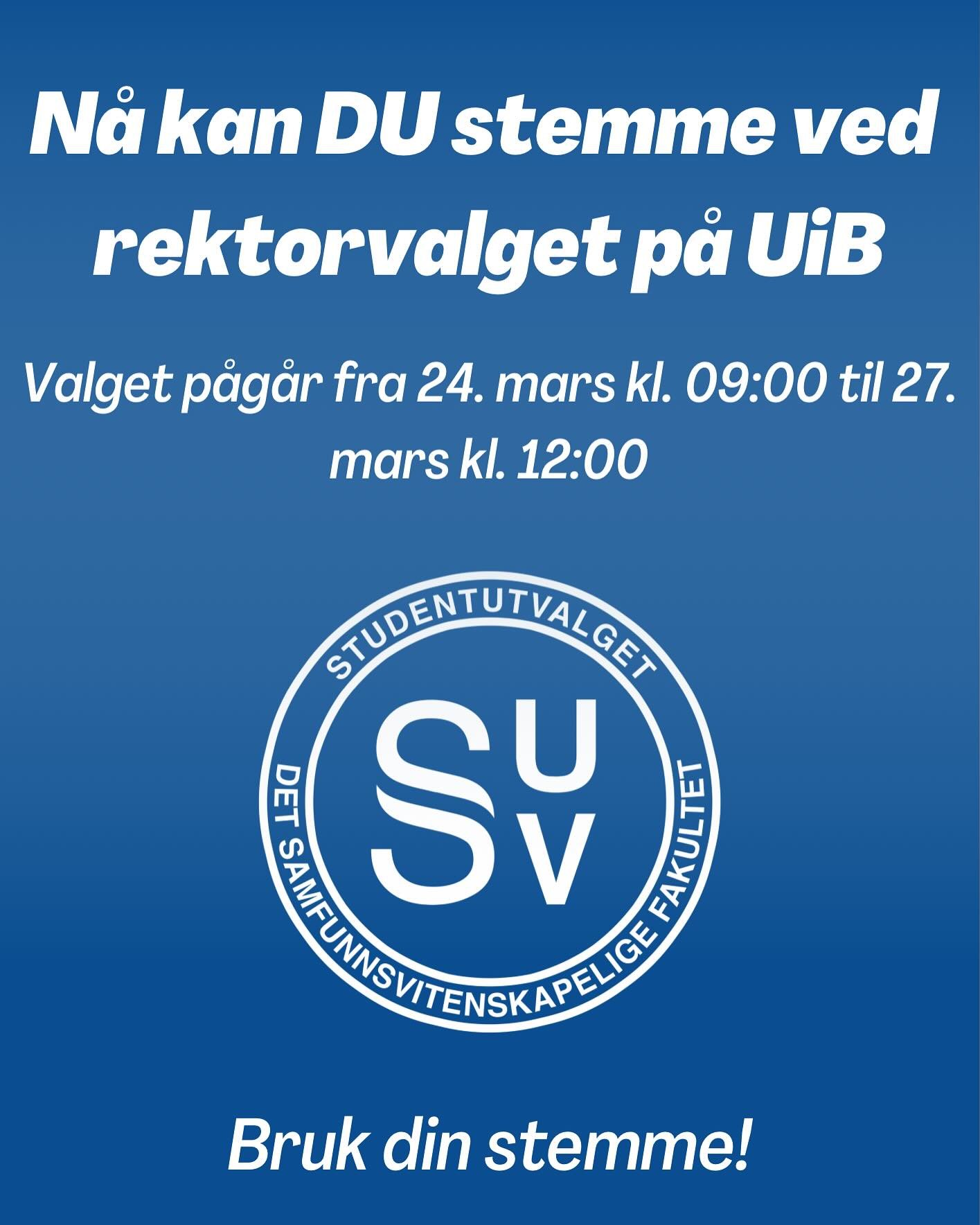 Da har rektorvalget 2025 startet! G&aring; inn p&aring; https://valg.uib.no/ for &aring; stemme! ❤️❤️